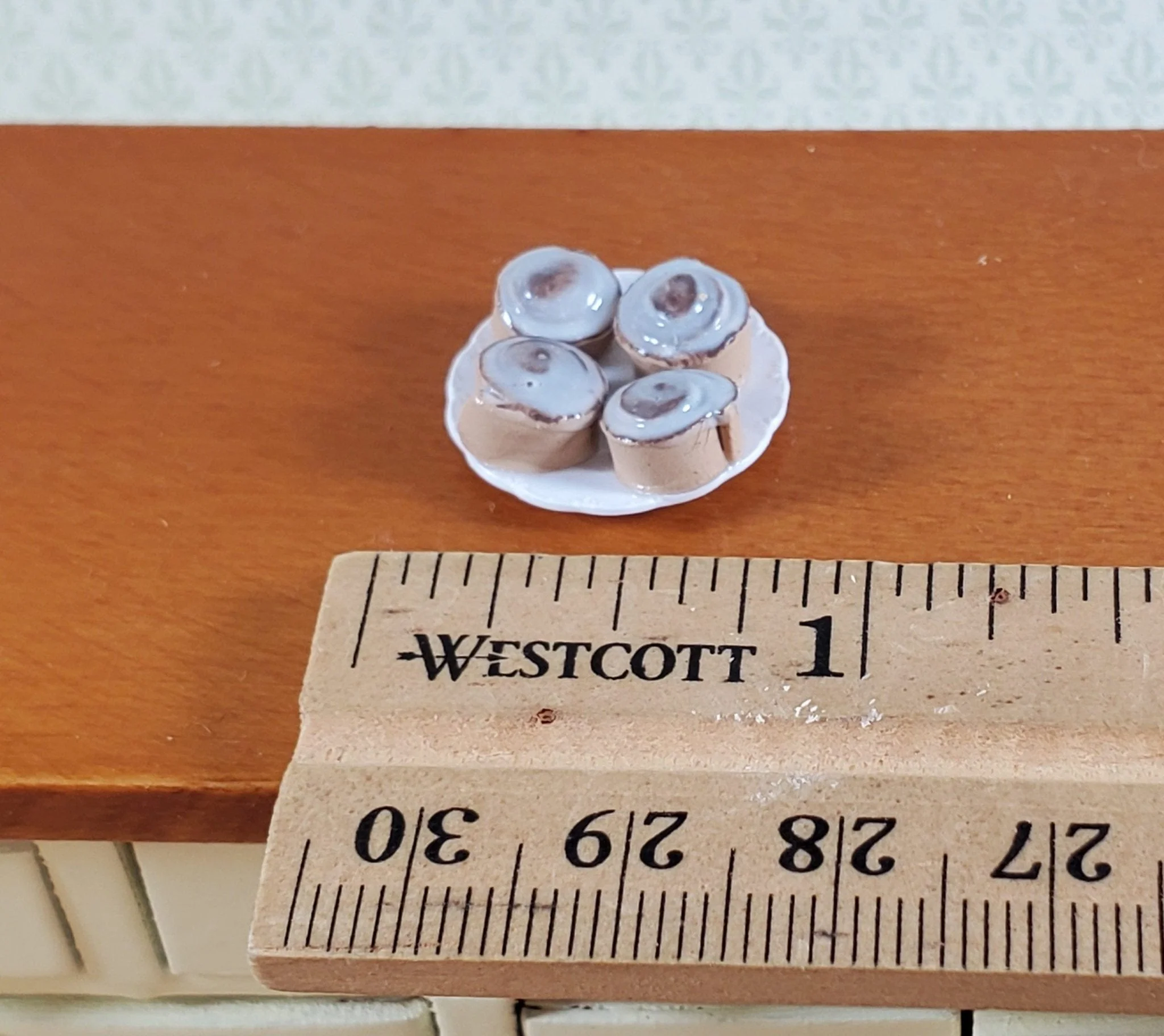 Dollhouse Cinnamon Rolls on a Plate Handmade 1:12 Scale Miniature Food Kitchen - Image 3