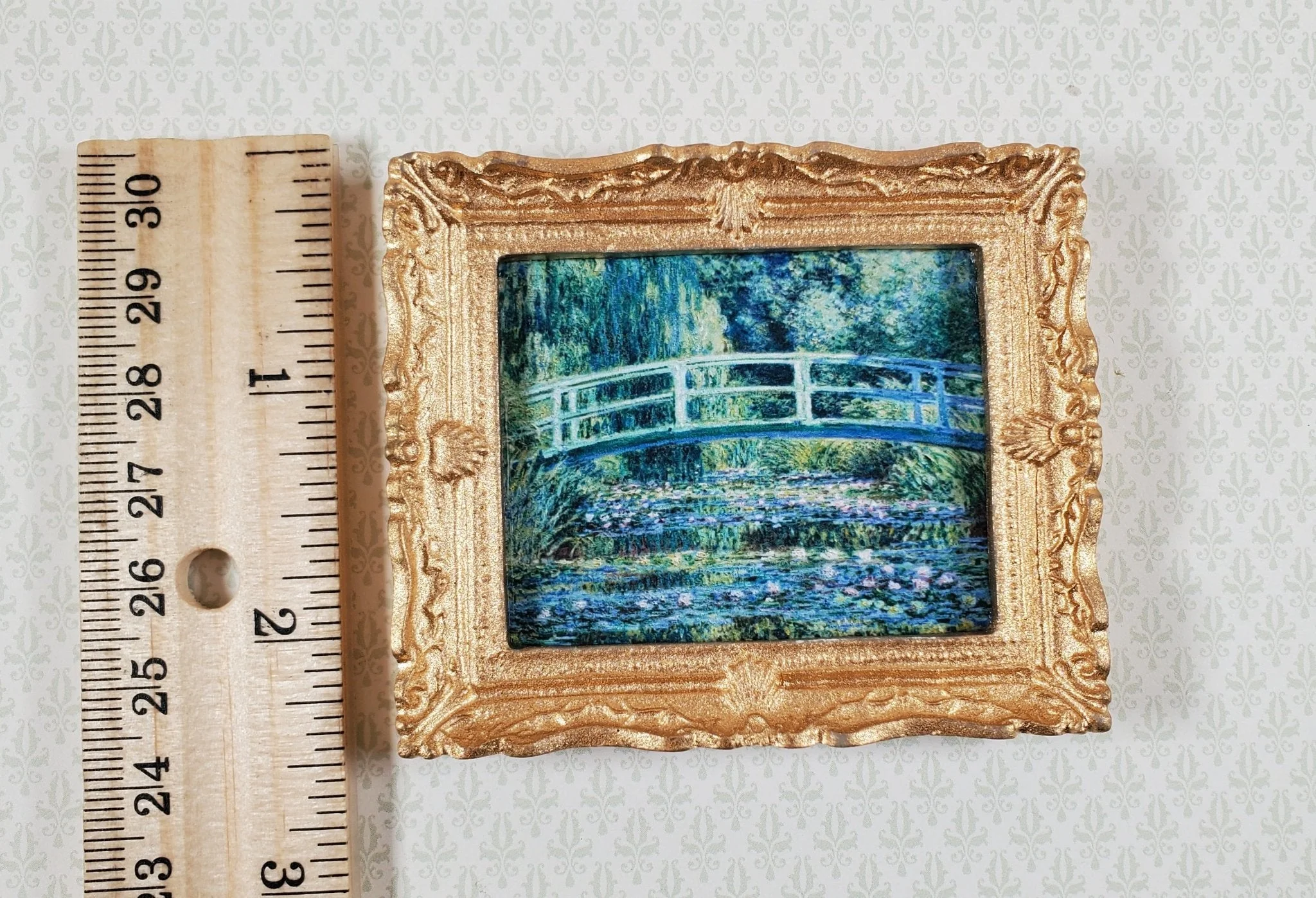 Dollhouse Claude Monet Water Lilies Under Bridge Framed Print 1:12 Handmade - Image 5