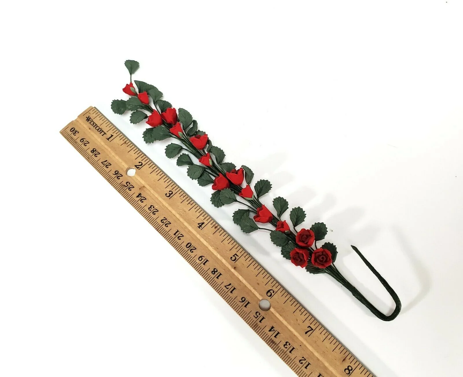 Dollhouse Climbing Red Roses Bendable 7" Clay Miniature Flowers Garden - Image 2