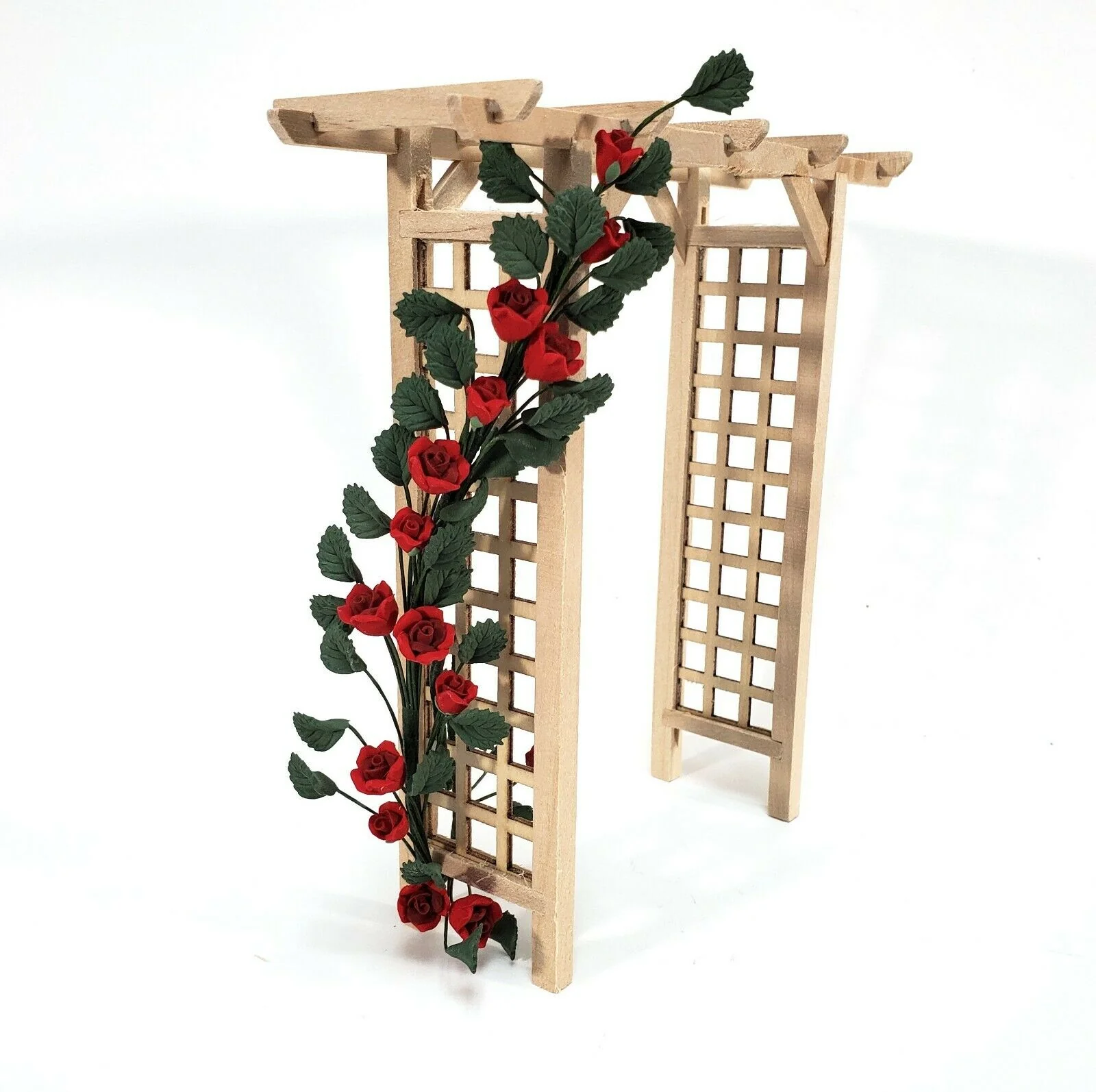 Dollhouse Climbing Red Roses Bendable 7" Clay Miniature Flowers Garden - Image 3