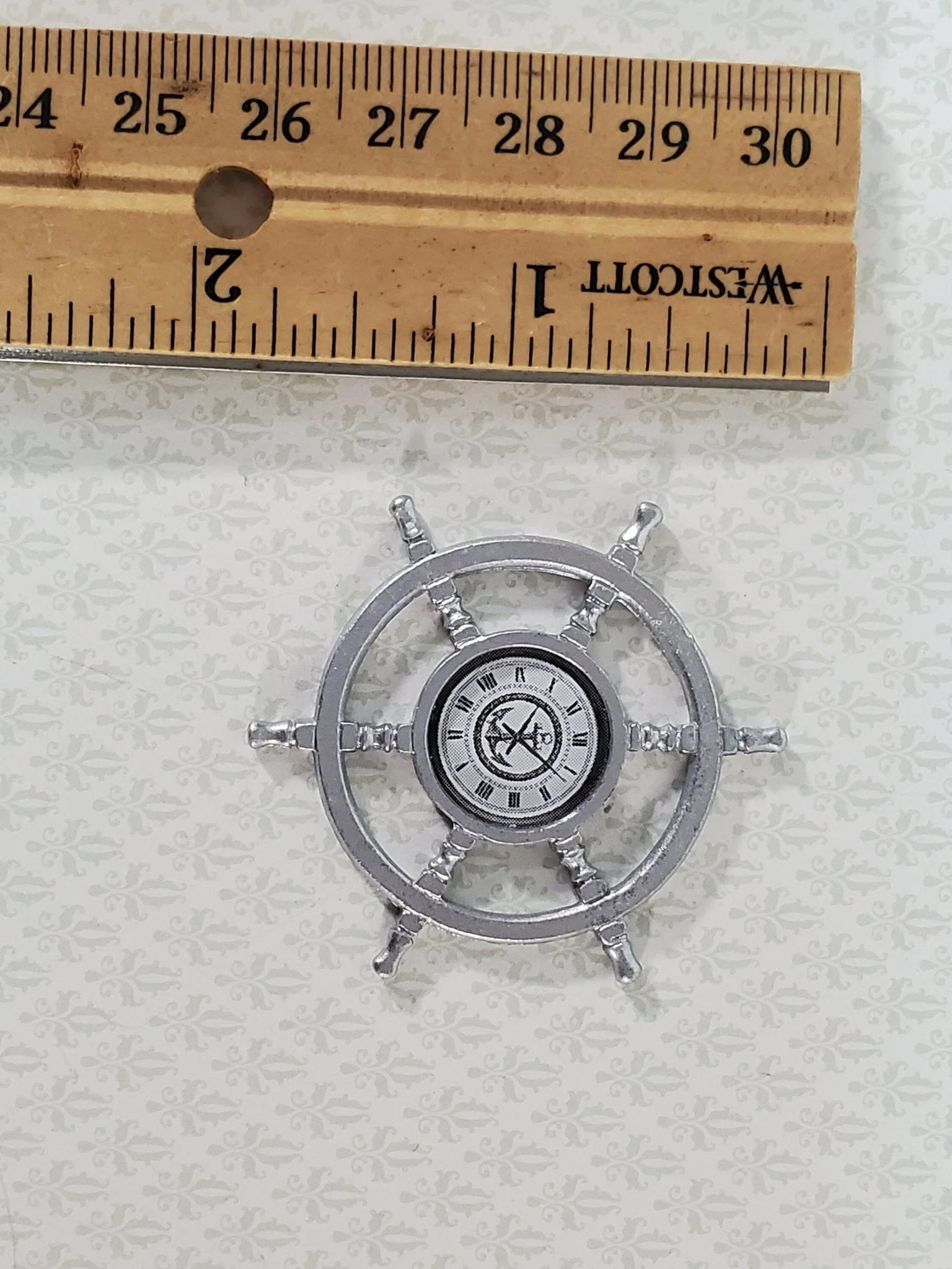 Dollhouse Clock Ship's Wheel Wall Decoration 1:12 Scale Miniature Lighthouse Decor - Image 3