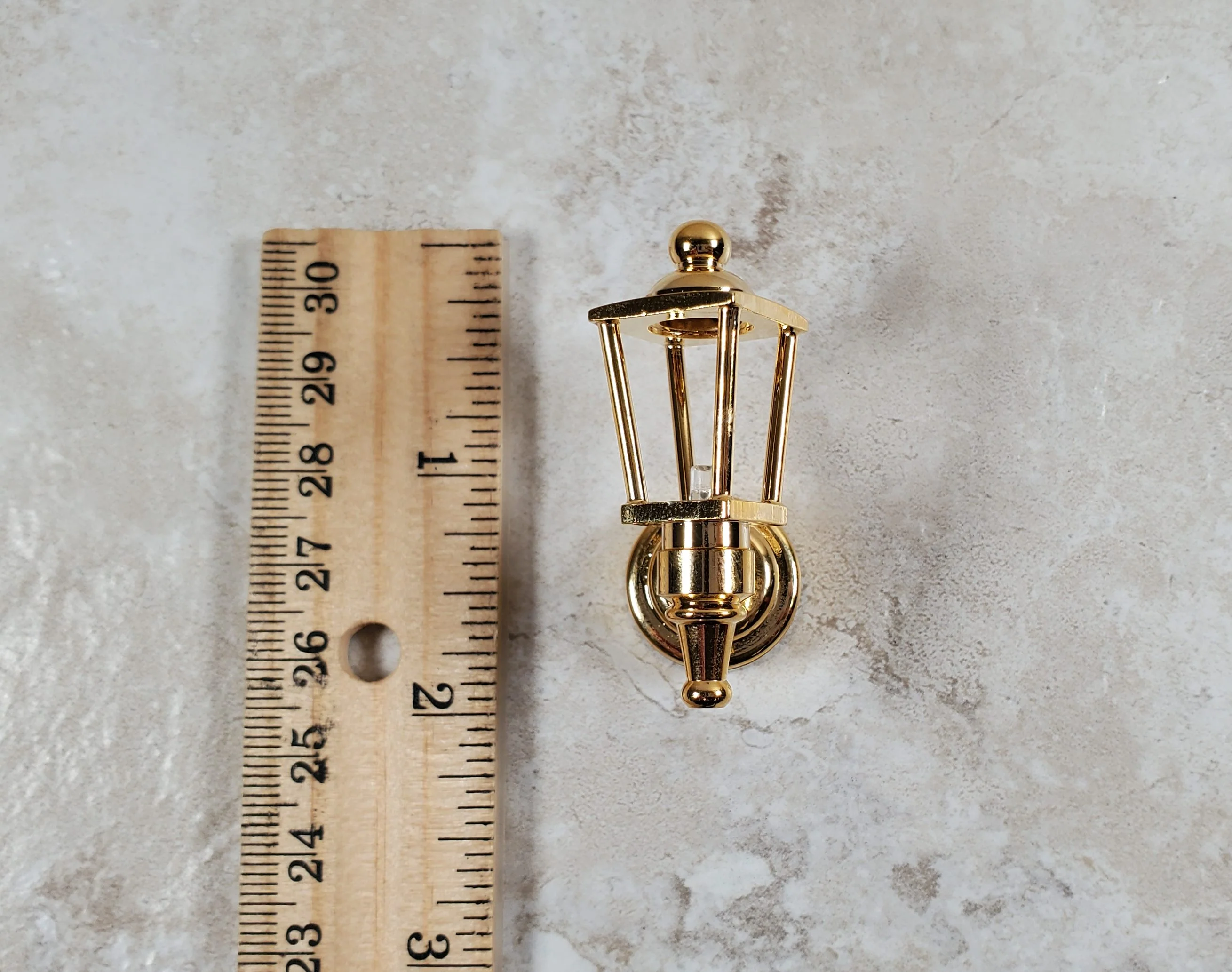 Dollhouse Coach Lamp Gold Metal Large Wand Battery Operated 1:12 Scale Miniature - Image 7