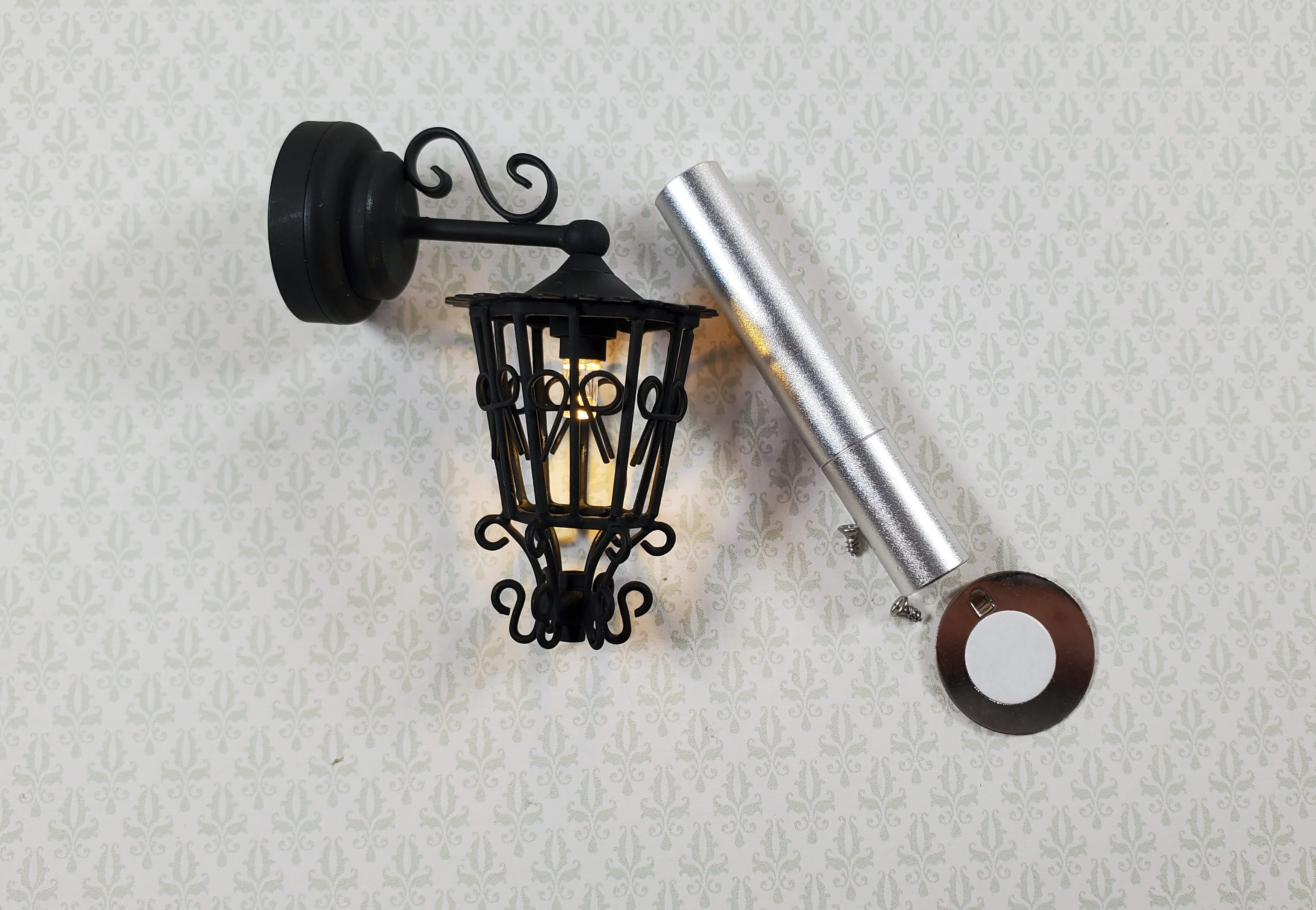Dollhouse Carriage Light Battery Operated with Wand 1:12 Scale Miniature Lamp - Image 3