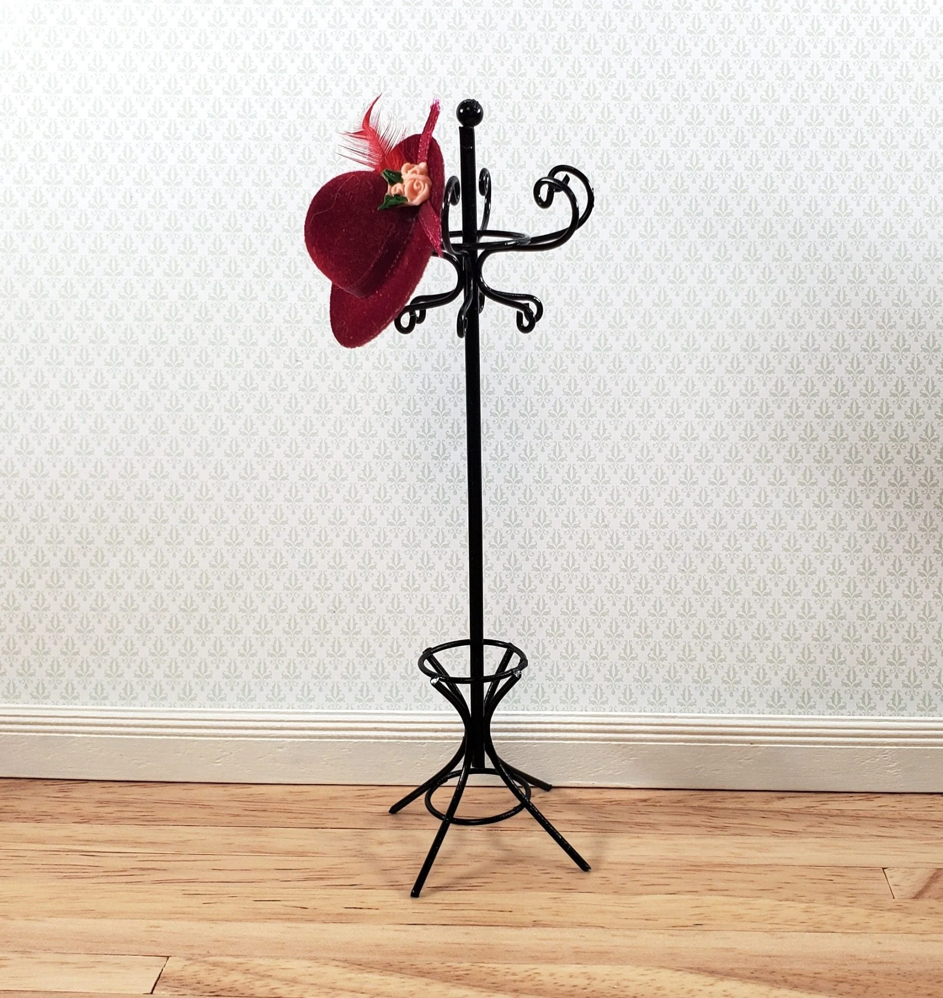 Dollhouse Coat Rack Stand Black Metal 1:12 Scale Miniature Accessories Decor - Image 2