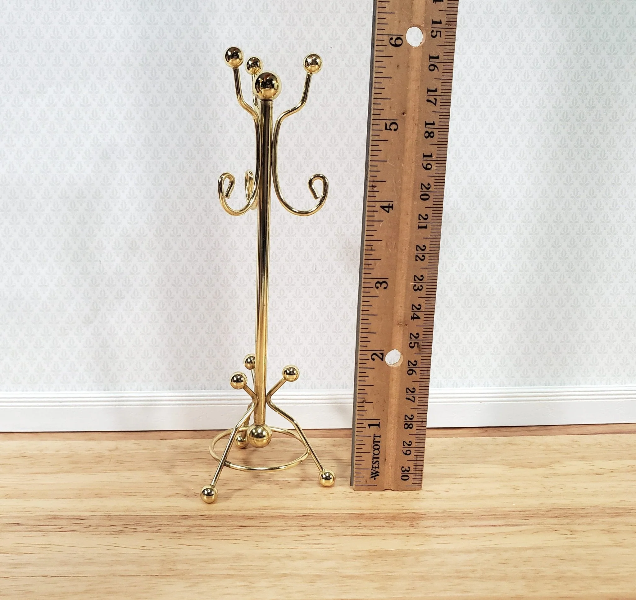 Dollhouse Coat Rack Stand Gold Metal 1:12 Scale Miniature Accessories Decor - Image 4