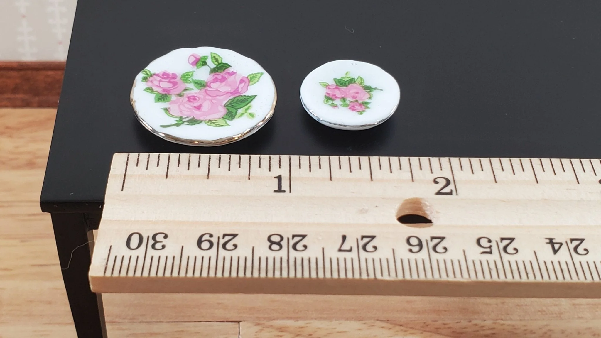 Dollhouse Coffee Set Dinner Plates "English Rose" Ceramic 1:12 Scale Miniature - Image 5