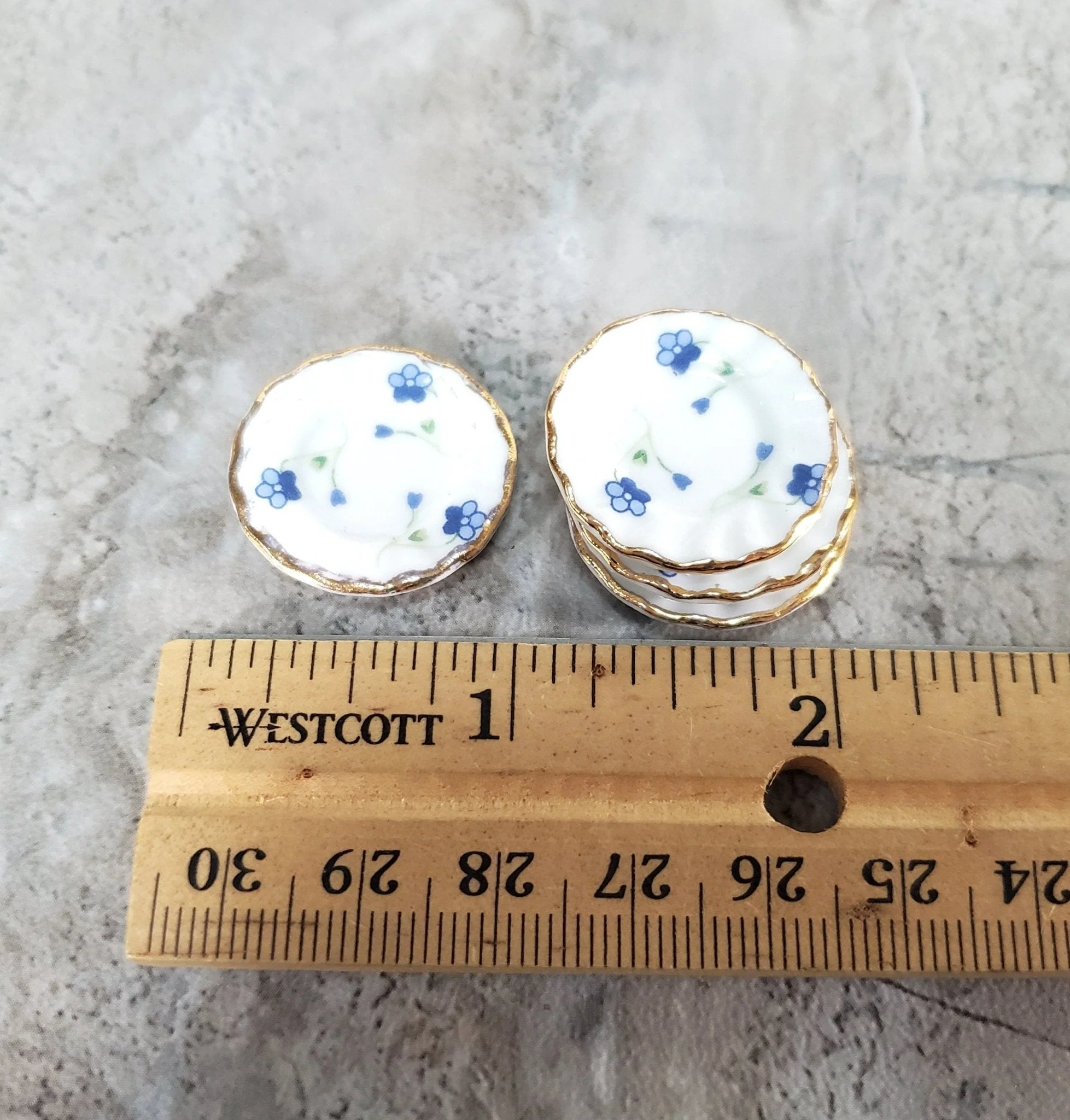 Dollhouse Coffee Tea Set Large Ceramic Pot Plates Cups Saucers 1:12 Scale Blue White - Image 6