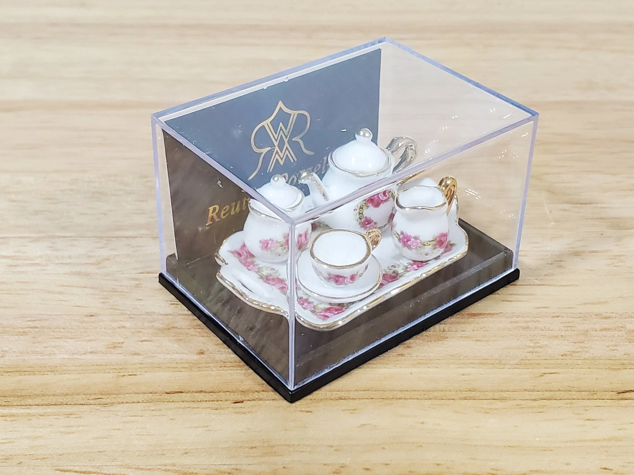 Dollhouse Coffee Tea Set Teapot Teacup Reutter Porcelain 1:12 Scale Miniature Pink - Image 2