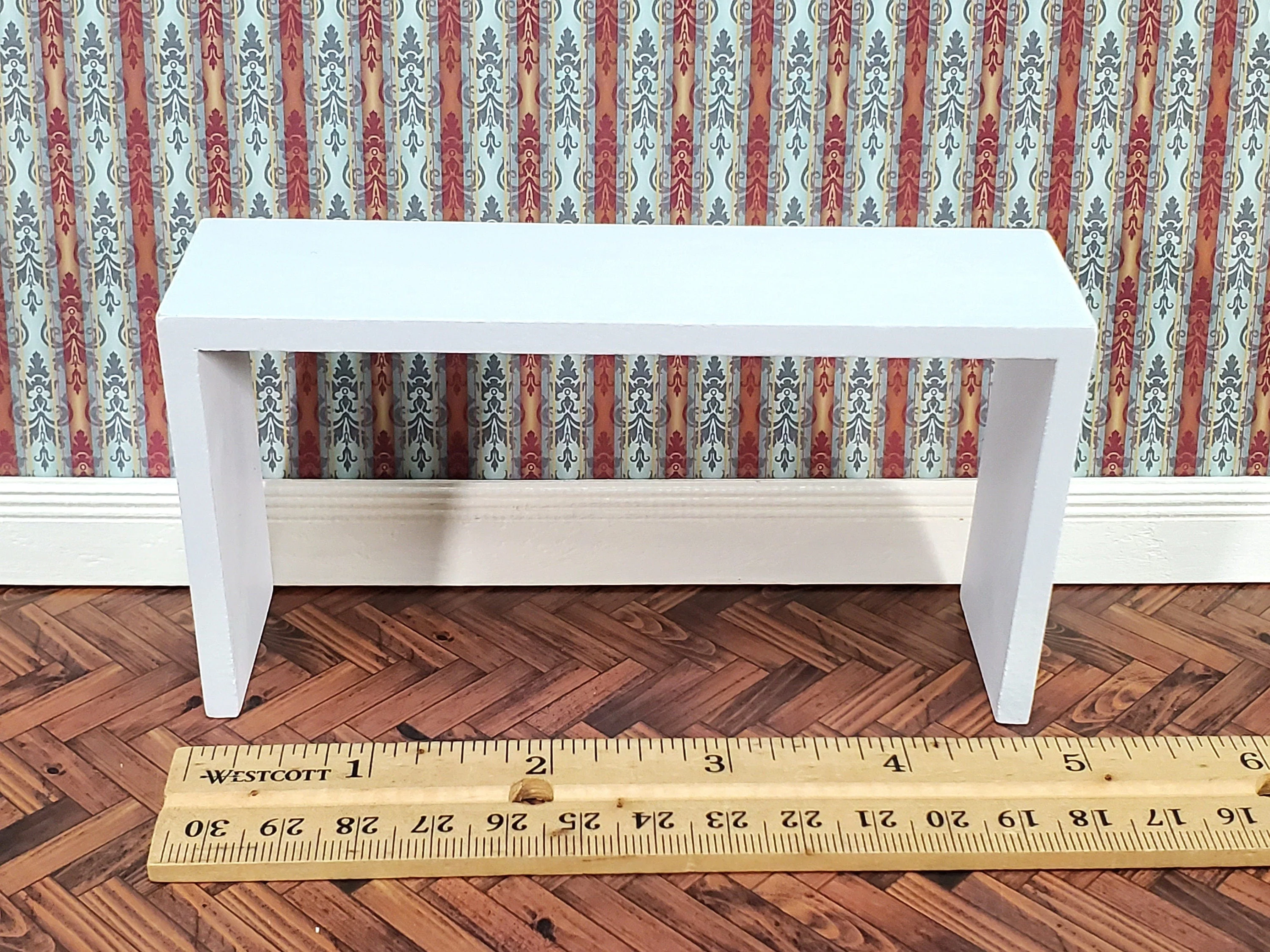 Dollhouse Console or Tall Sofa Table Modern White 1:12 Scale Miniature Furniture - Image 6