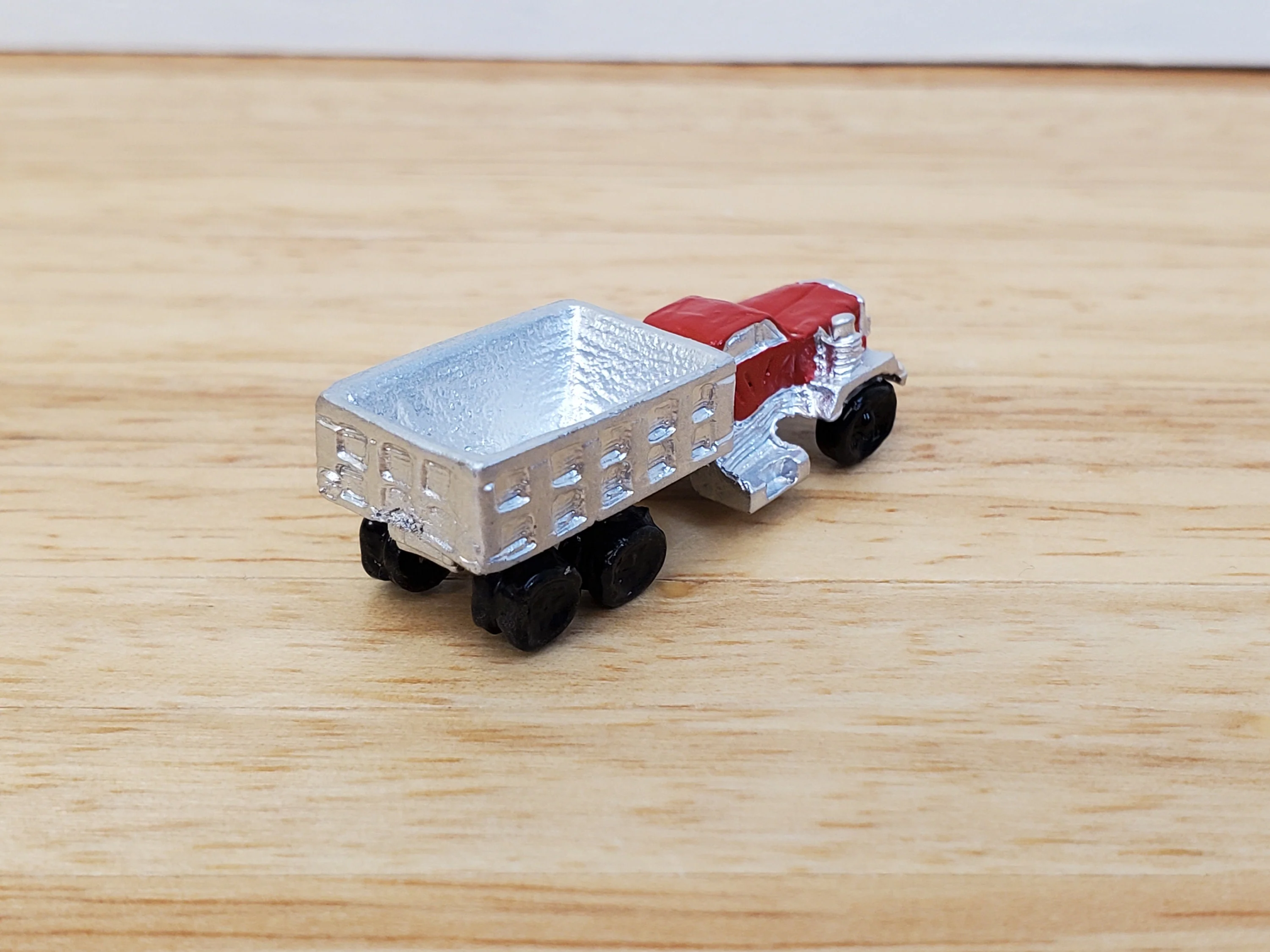 Dollhouse Construction Truck Toy Red Silver Painted Metal 1:12 Scale Miniature Nursery - Image 2