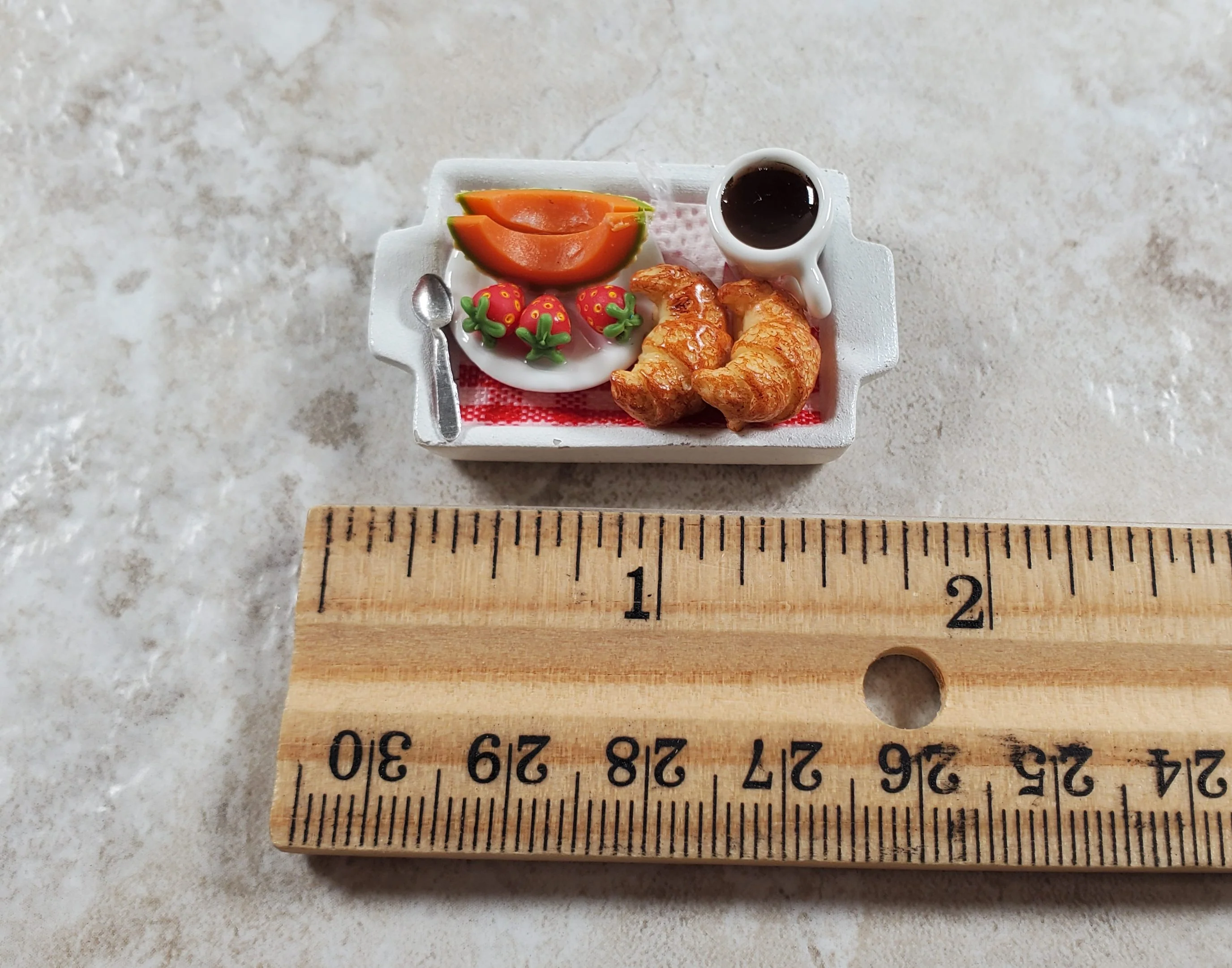 Dollhouse Continental Breakfast on a White Ceramic Tray 1:12 Scale Miniature - Image 2