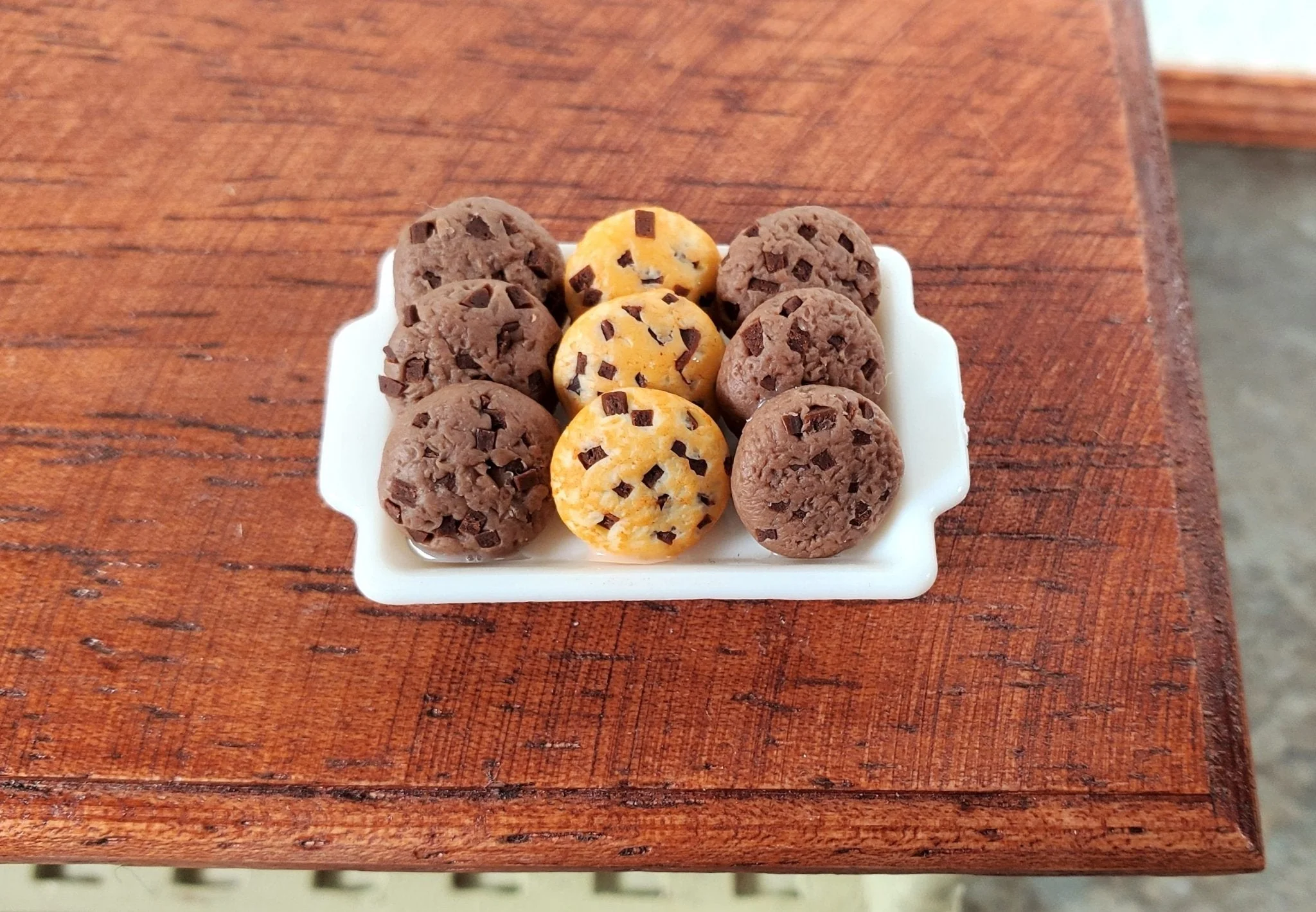 Dollhouse Cookies on a Tray Chocolate Chip Dessert 1:12 Scale Miniature Food