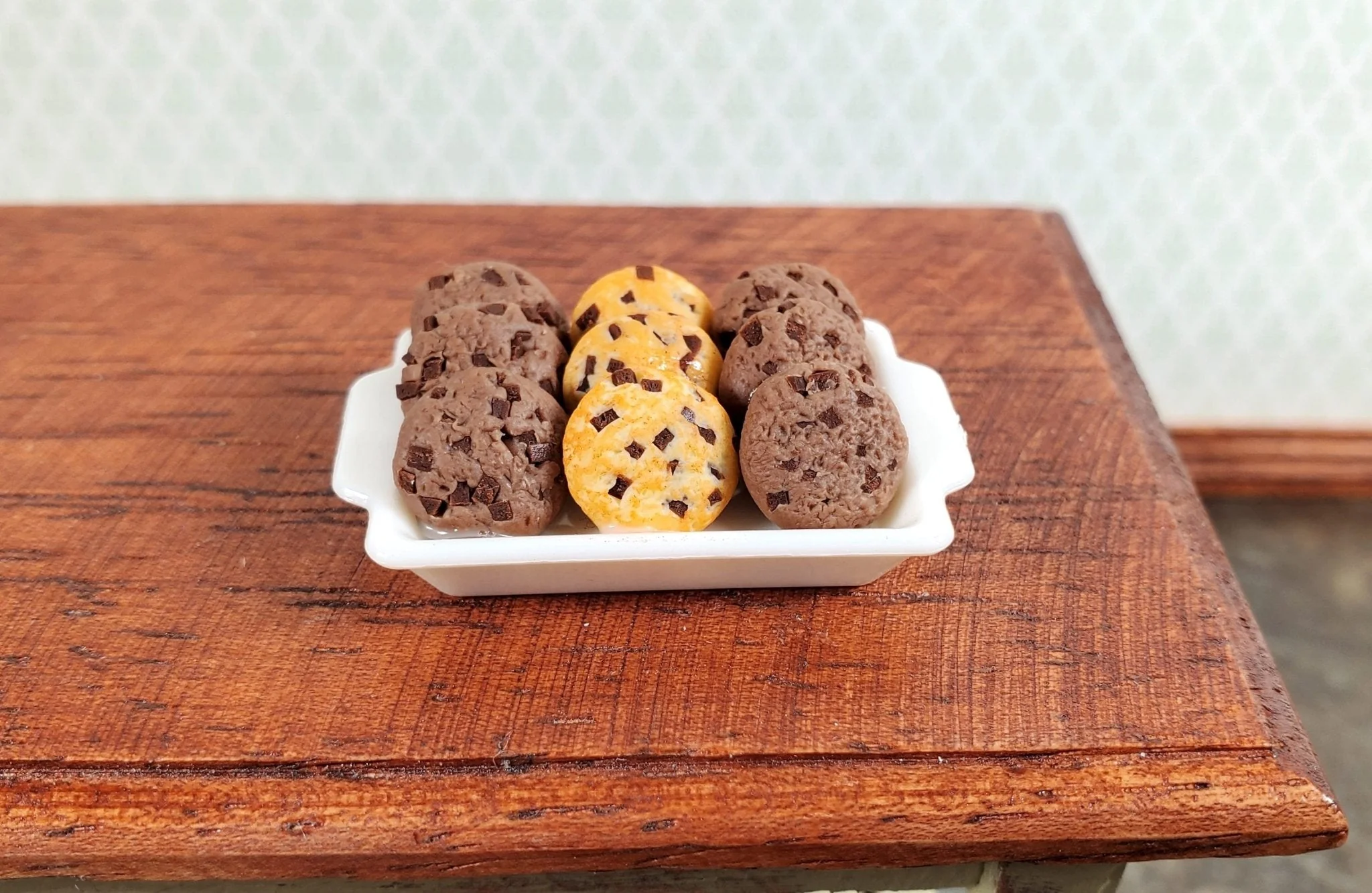 Dollhouse Cookies on a Tray Chocolate Chip Dessert 1:12 Scale Miniature Food - Image 3