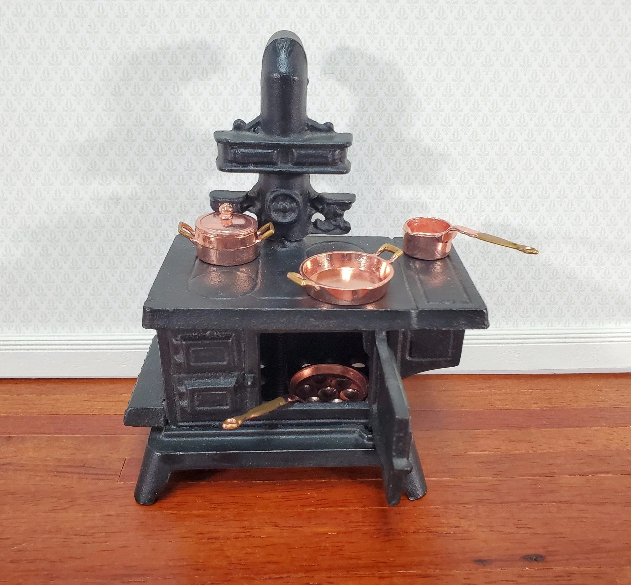 Dollhouse Copper Pots & Pans Stock Soup Saute Egg Poacher 1:12 Scale Miniatures - Image 4