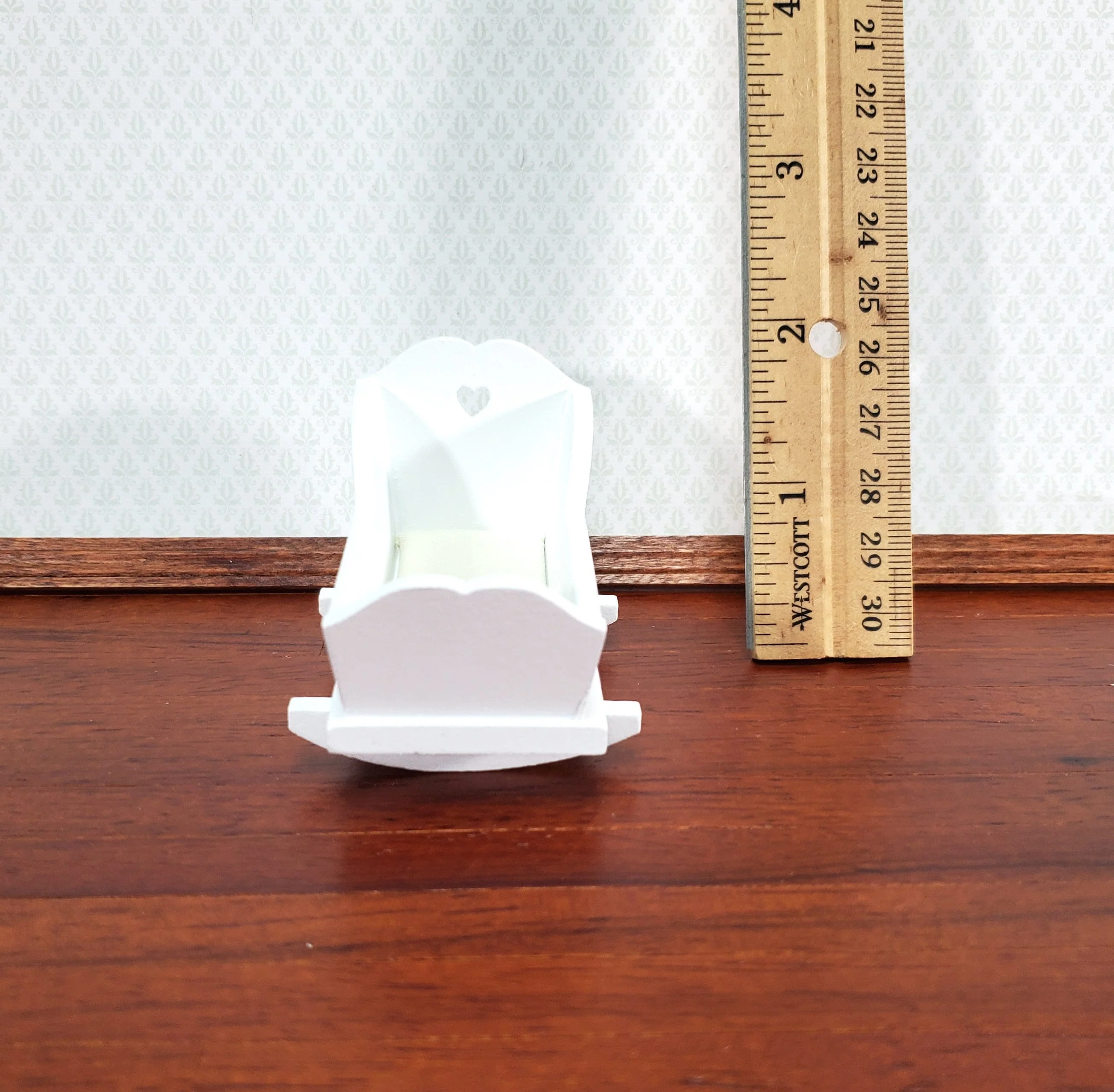 Dollhouse Cradle Small Crib for Nursery White Finish 1:12 Scale Miniature Furniture - Image 4