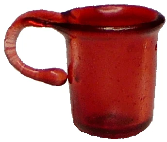Dollhouse Cranberry Red Glass Cup with Handle 1:12 Scale Miniature Glasses Cups