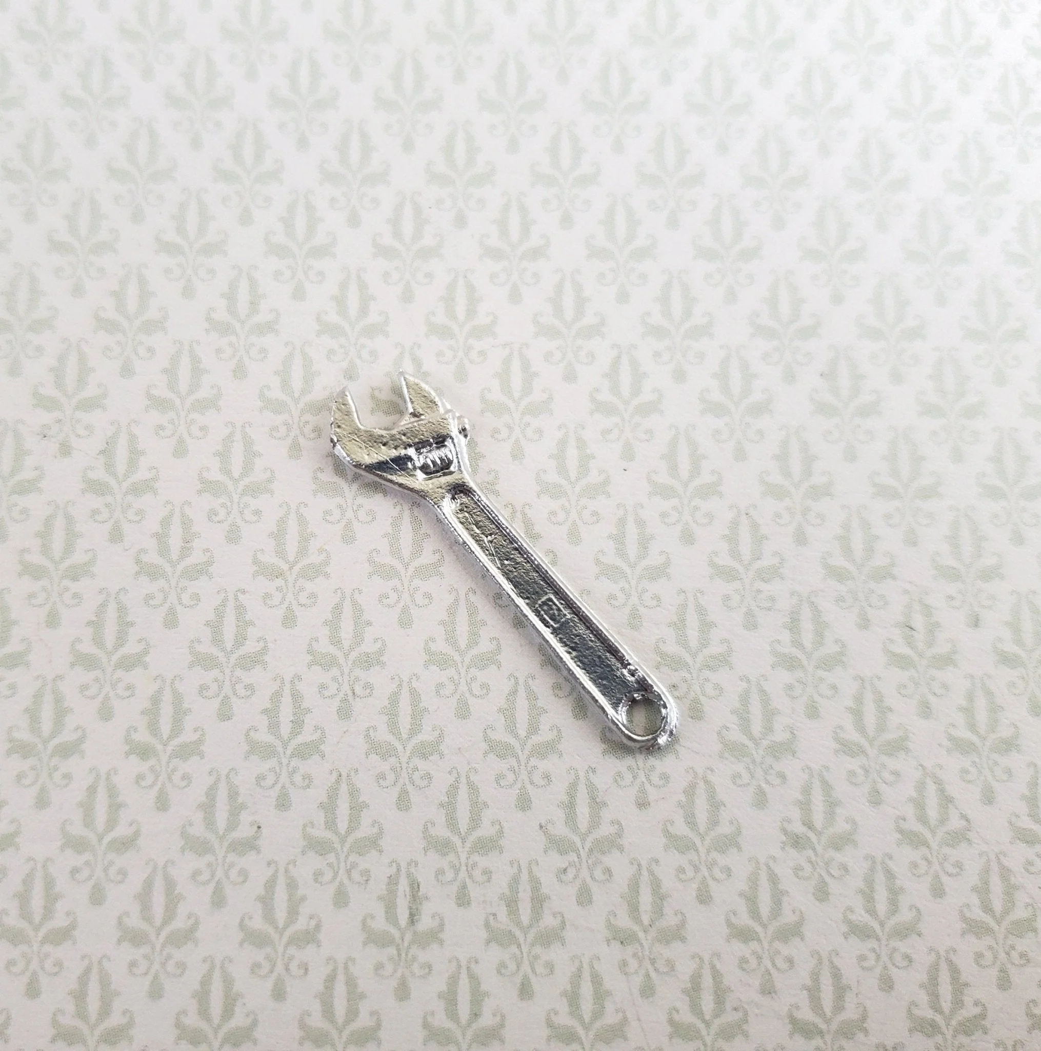 Dollhouse Crescent Wrench Large 1:12 Scale Miniature Tool Painted Metal