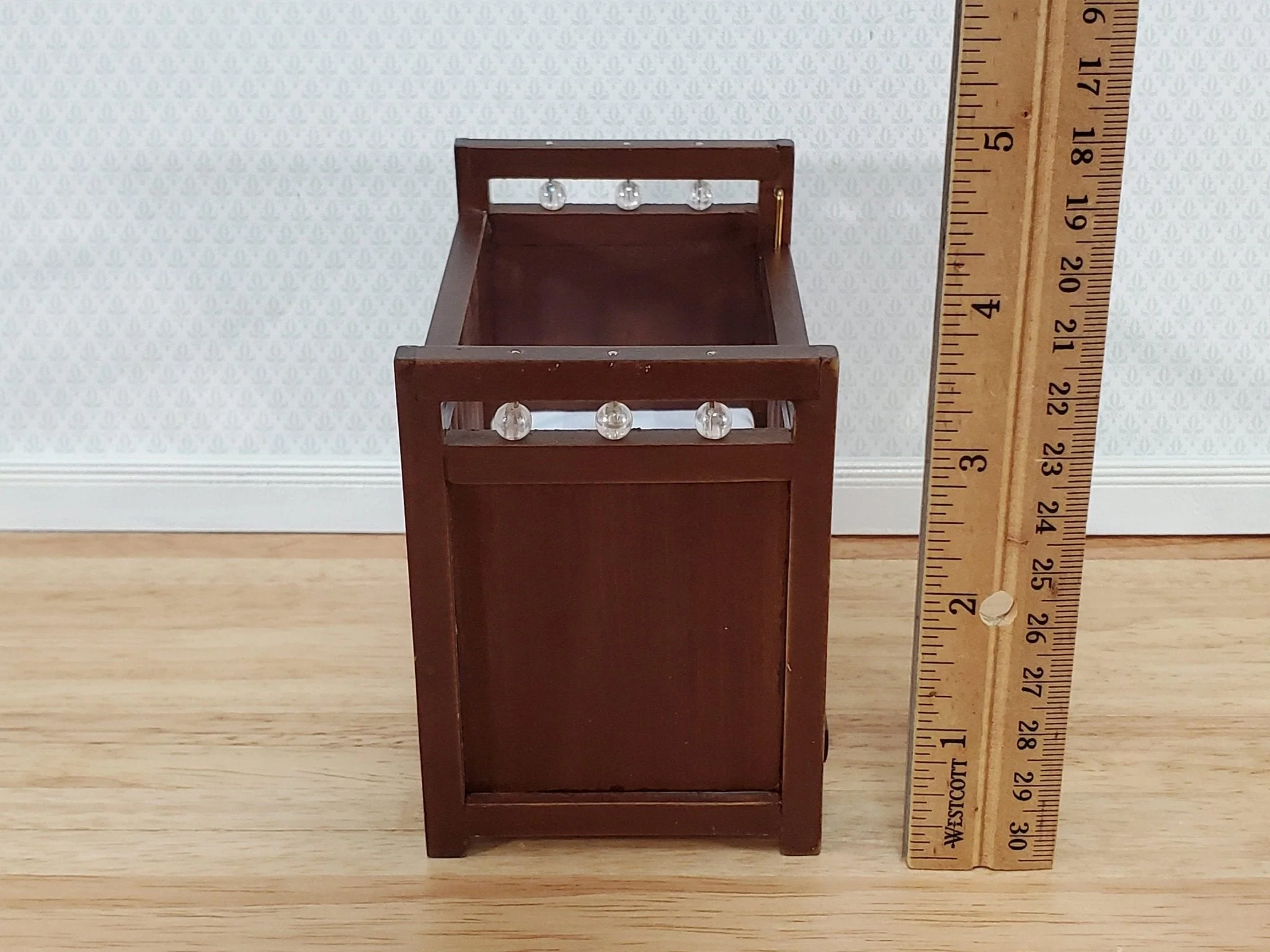 Dollhouse Crib Wood Drop Side Walnut Finish 1:12 Scale Miniature Nursery Furniture - Image 6
