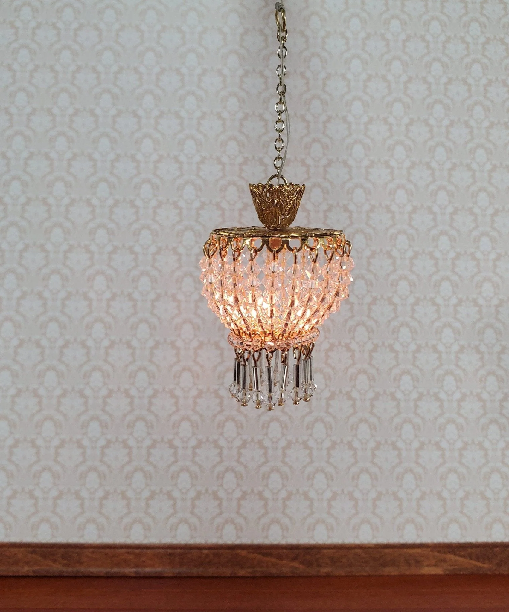 Dollhouse Crystal Ceiling Light Deluxe Real Glass 12 Volt 1:12 Scale Miniature - Image 3