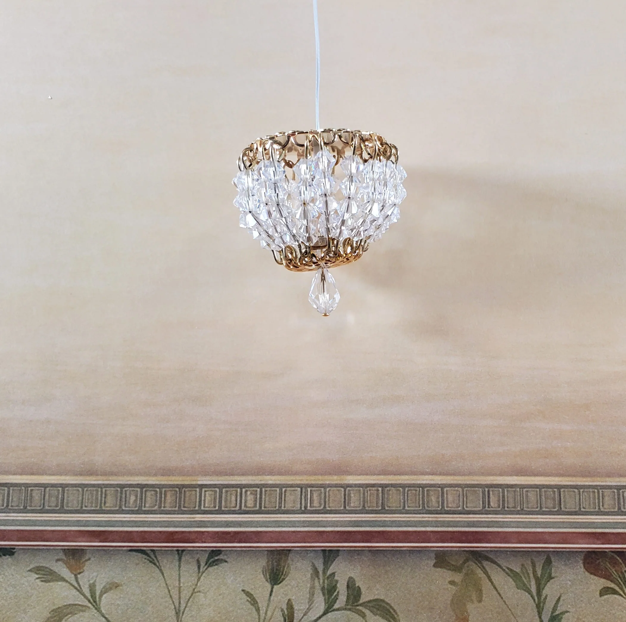 Dollhouse Crystal Ceiling Light Flush Mount Real Glass 12 Volt 1:12 Scale Miniature - Image 2