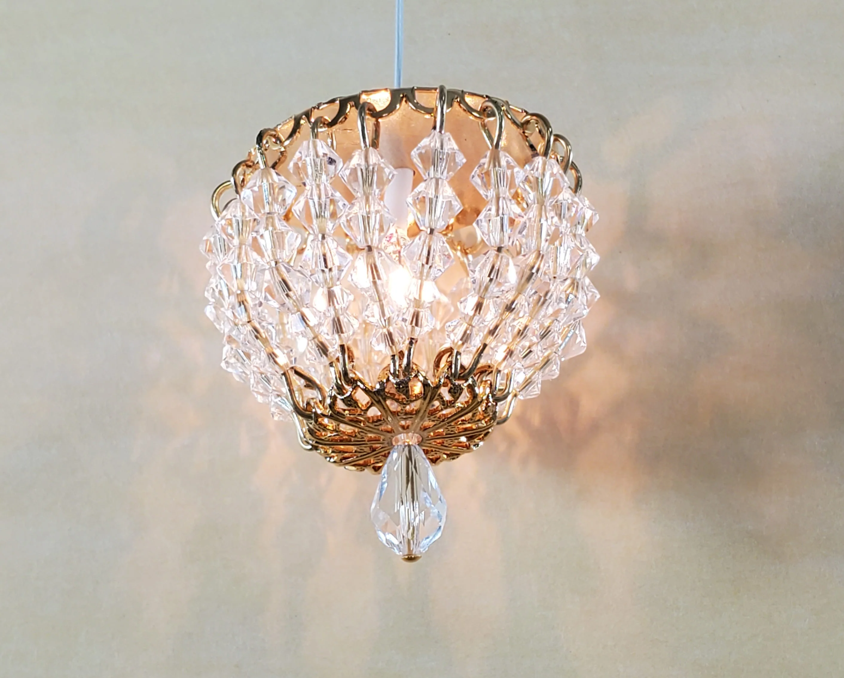 Dollhouse Crystal Ceiling Light Flush Mount Real Glass 12 Volt 1:12 Scale Miniature - Image 3