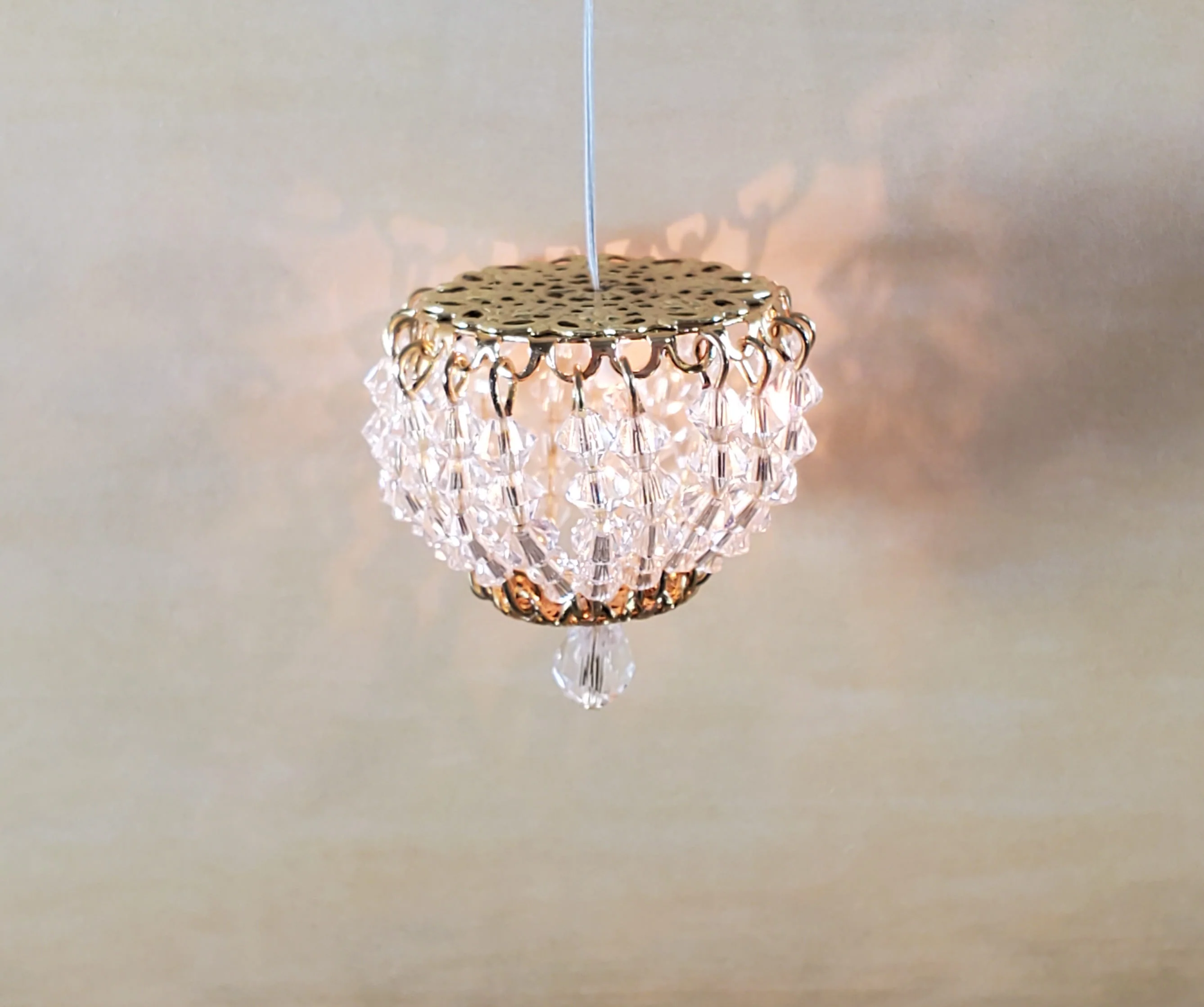 Dollhouse Crystal Ceiling Light Flush Mount Real Glass 12 Volt 1:12 Scale Miniature - Image 4