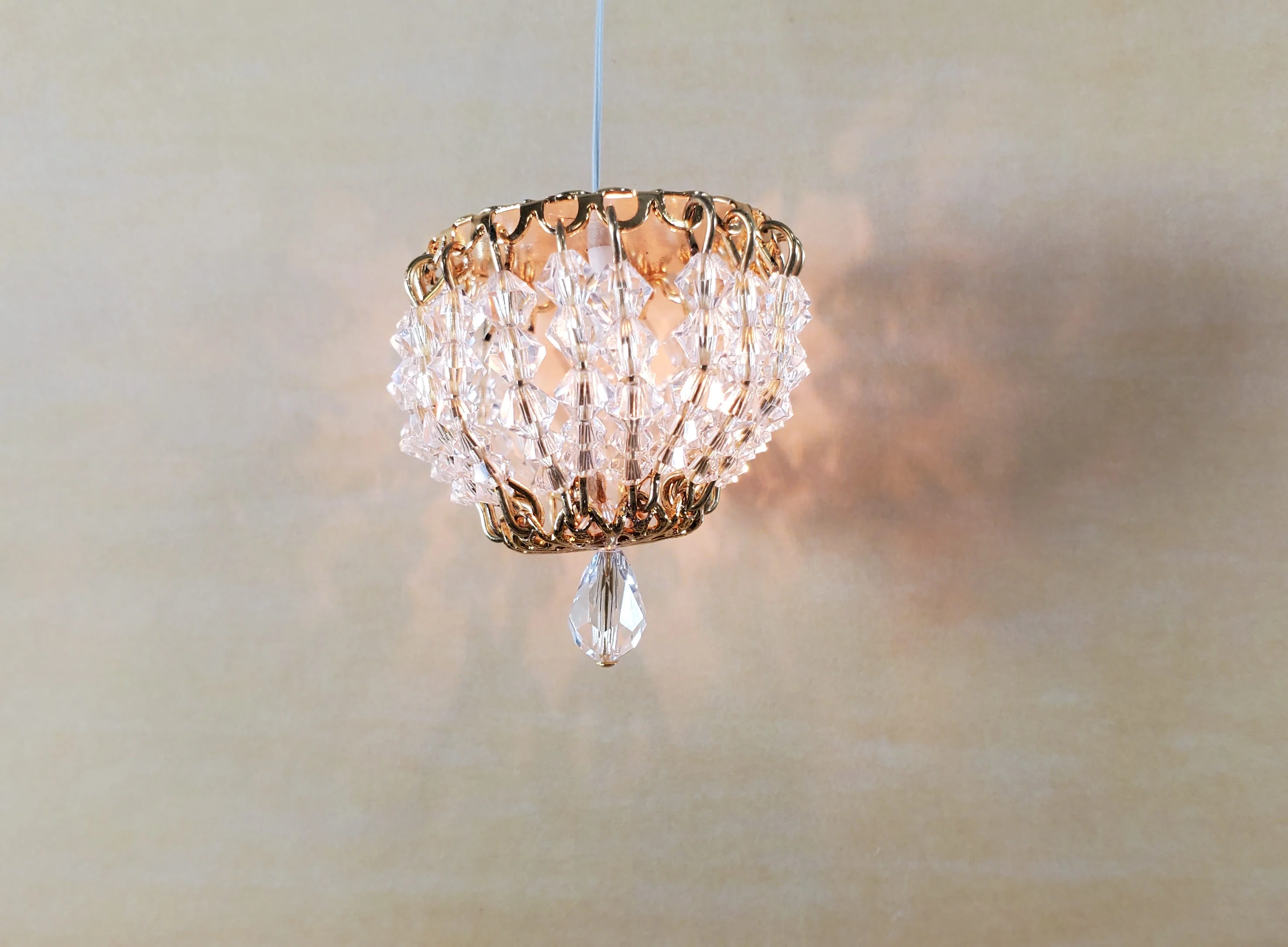 Dollhouse Crystal Ceiling Light Flush Mount Real Glass 12 Volt 1:12 Scale Miniature - Image 5