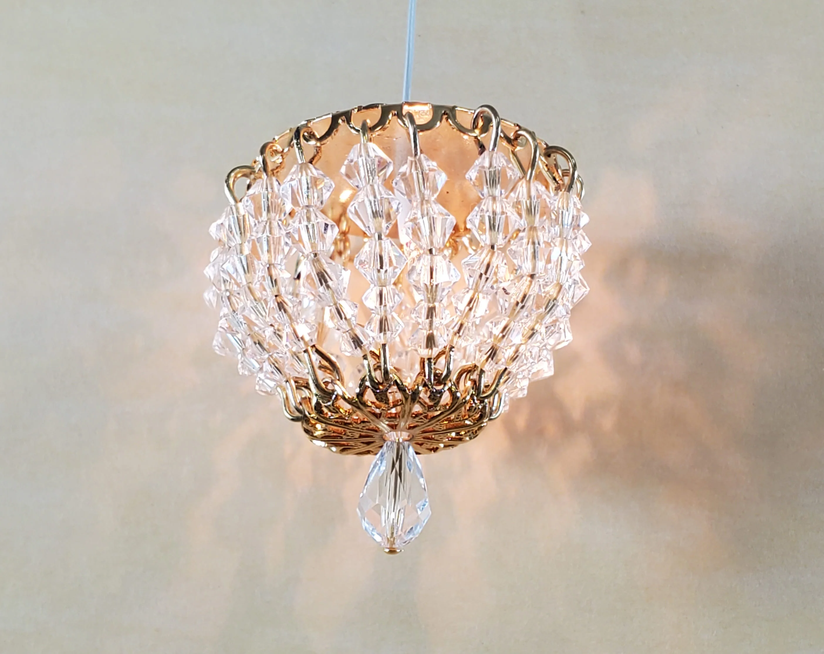 Dollhouse Crystal Ceiling Light Flush Mount Real Glass 12 Volt 1:12 Scale Miniature - Image 6