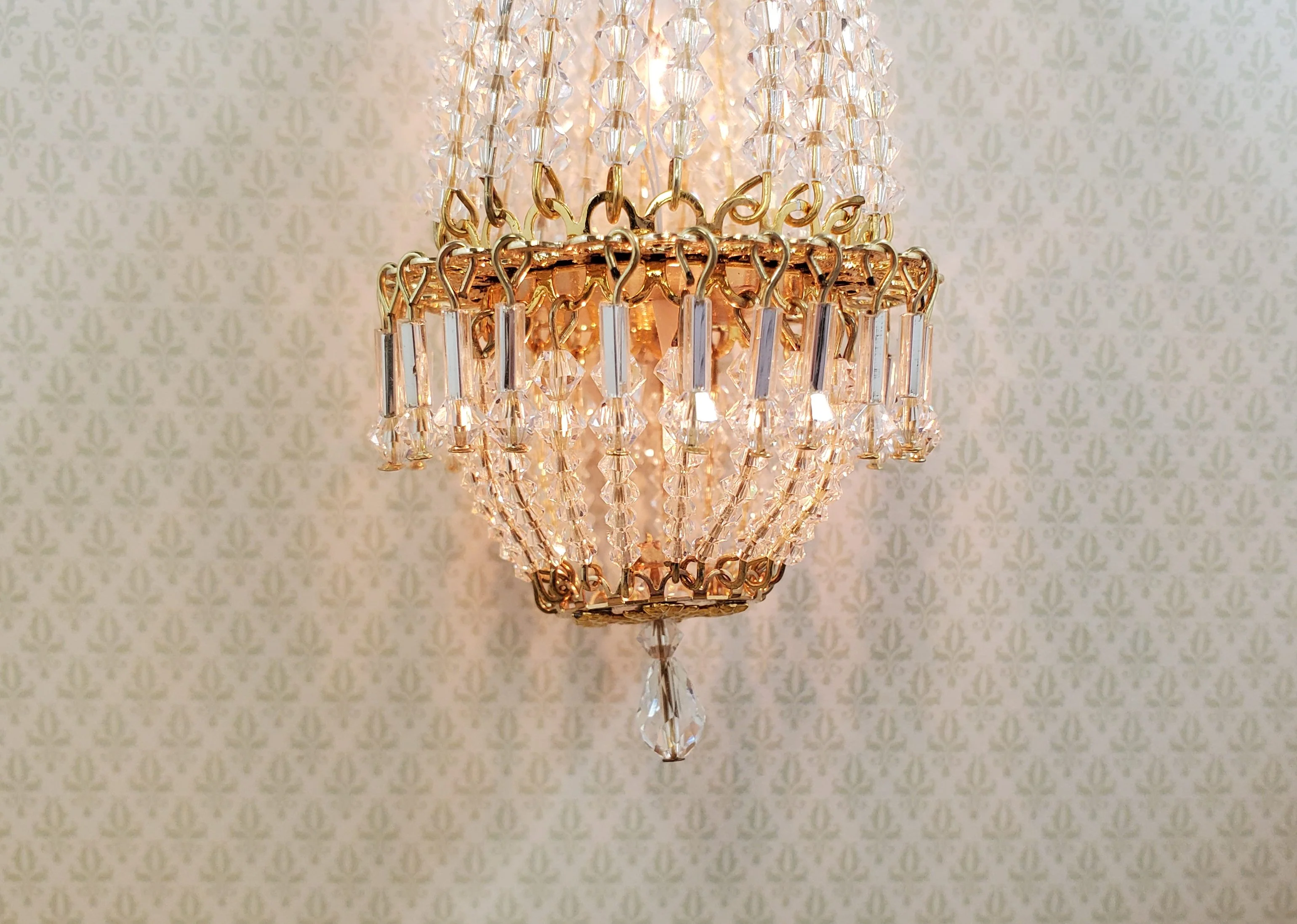 Dollhouse Crystal Chandelier "Daphne Deluxe" Real Glass 12 Volt 1:12 Scale - Image 2