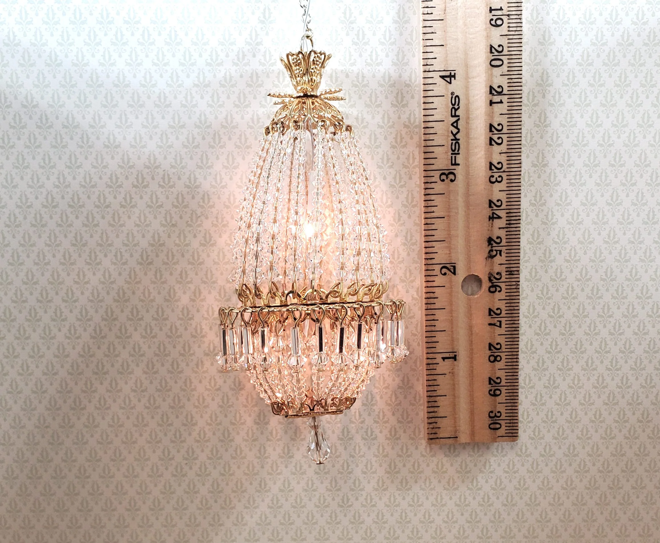 Dollhouse Crystal Chandelier "Daphne Deluxe" Real Glass 12 Volt 1:12 Scale - Image 6