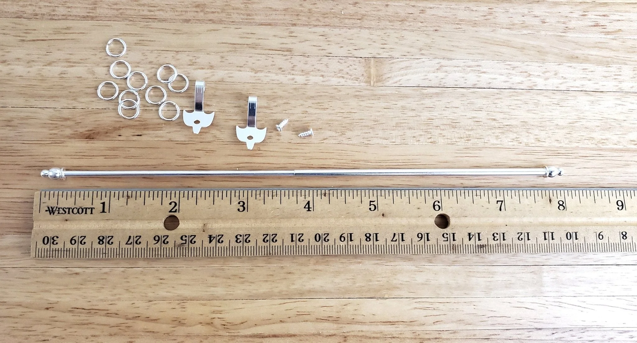 Dollhouse Curtain Rod Silver Metal Adjustable 1:12 Scale Miniatures 4.75" - 8" - Image 3