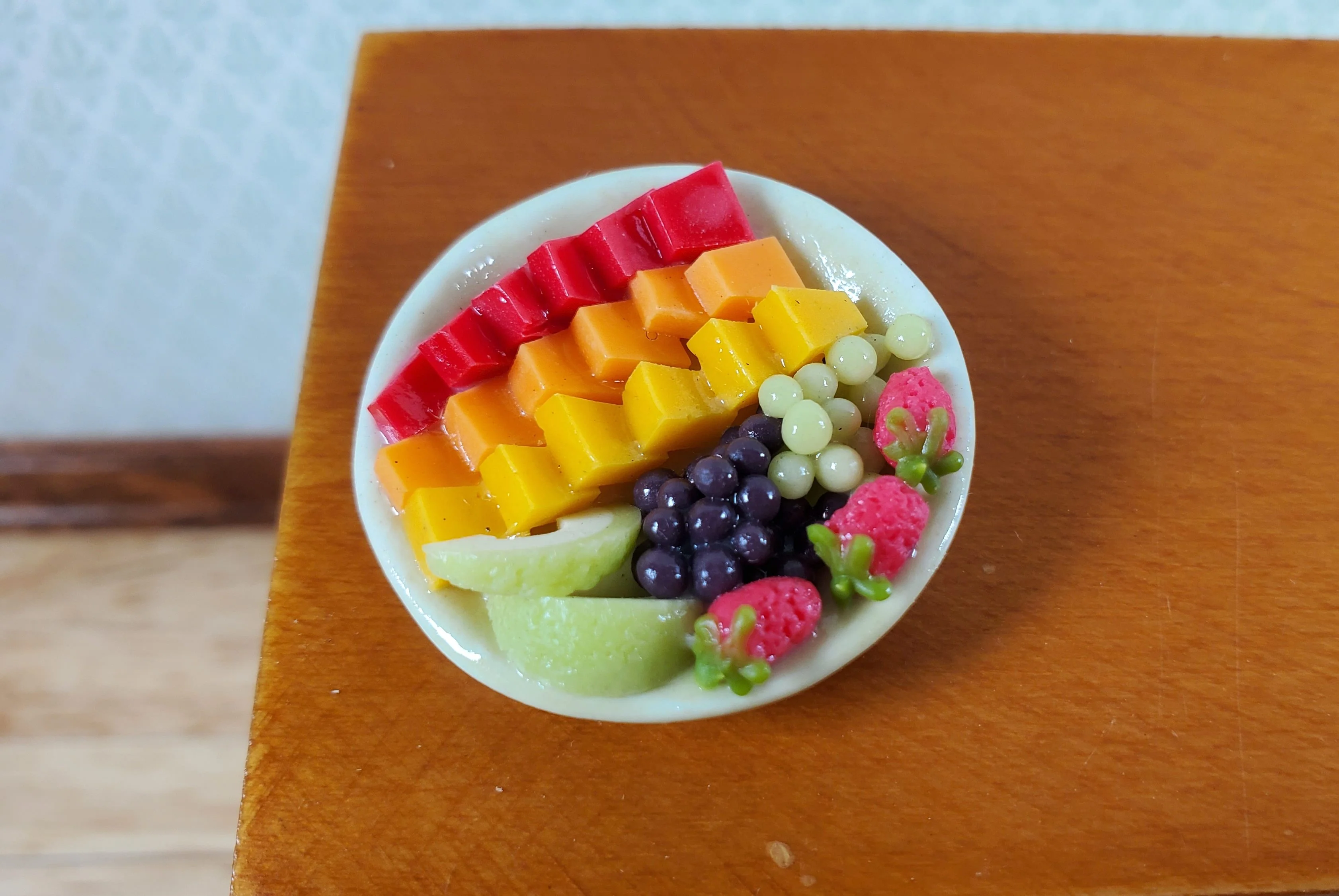 Dollhouse Cut Fruit Tray Melons Grapes Strawberries 1:12 Scale Miniature - Image 2
