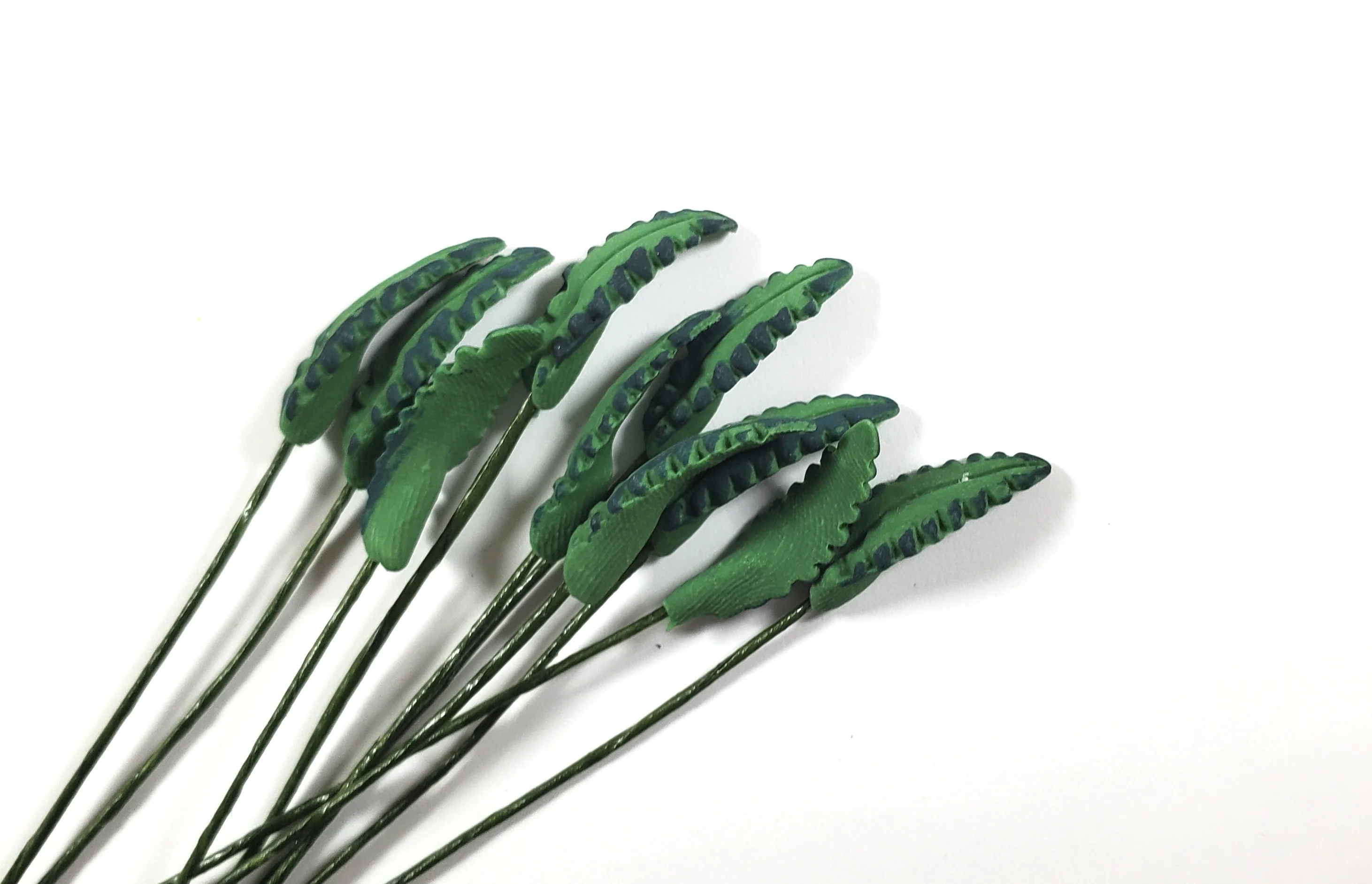 Dollhouse Dark Green Fern Leaves Long Stem Set of 10 1:12 Scale Miniature - Image 2