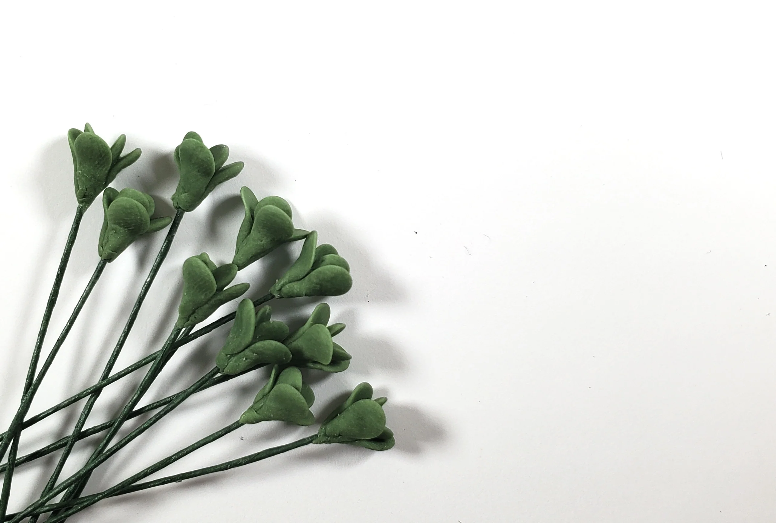Dollhouse Dark Green Jade Branches Long Stem Set of 10 1:12 Scale Miniature - Image 2