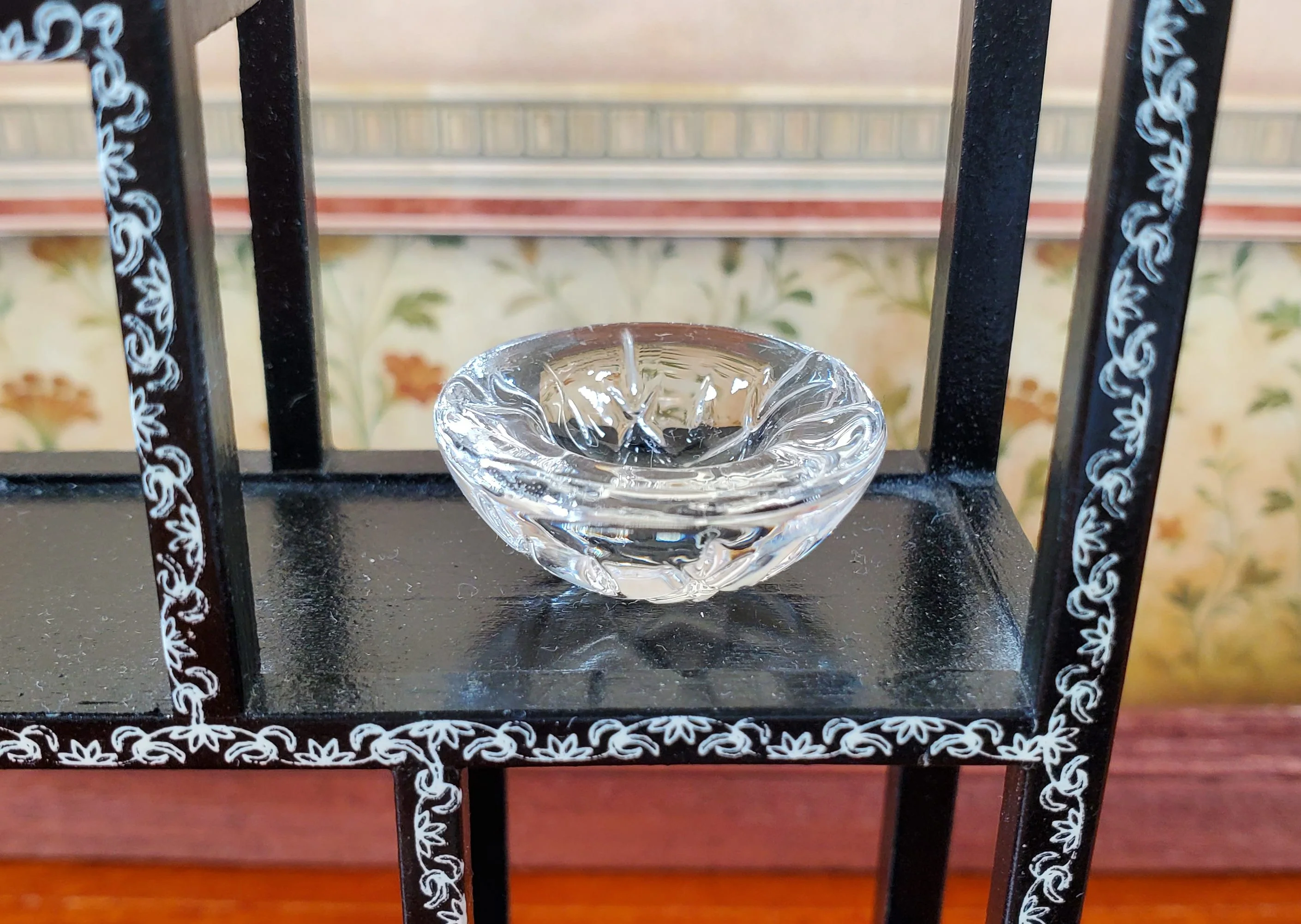 Dollhouse Decorative Cut Clear Glass Bowl 1:12 Scale Miniature - Image 2