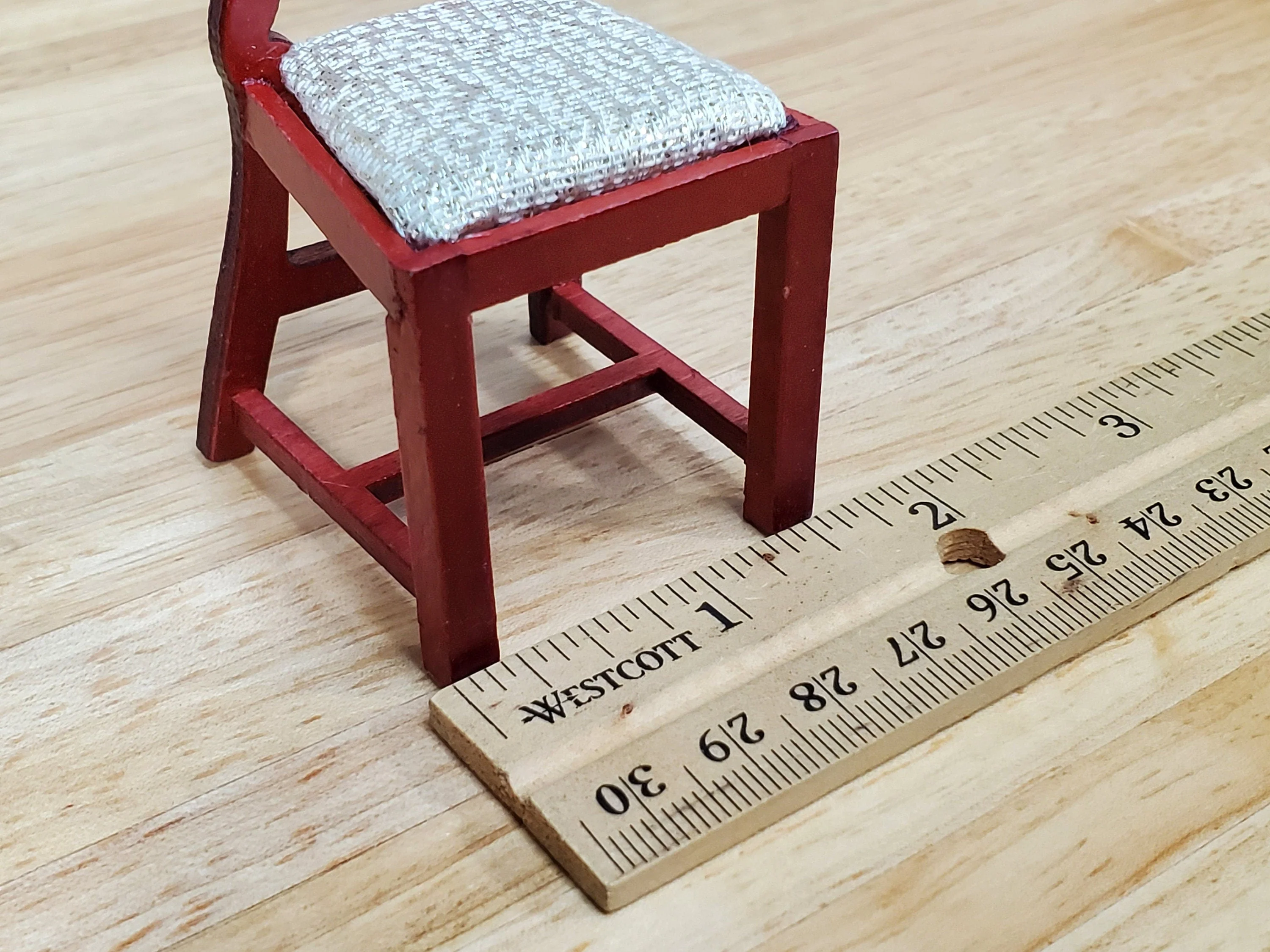 Dollhouse Dining Chair Wood with Mahogany Finish 1:12 Scale Miniature Furniture - Image 5