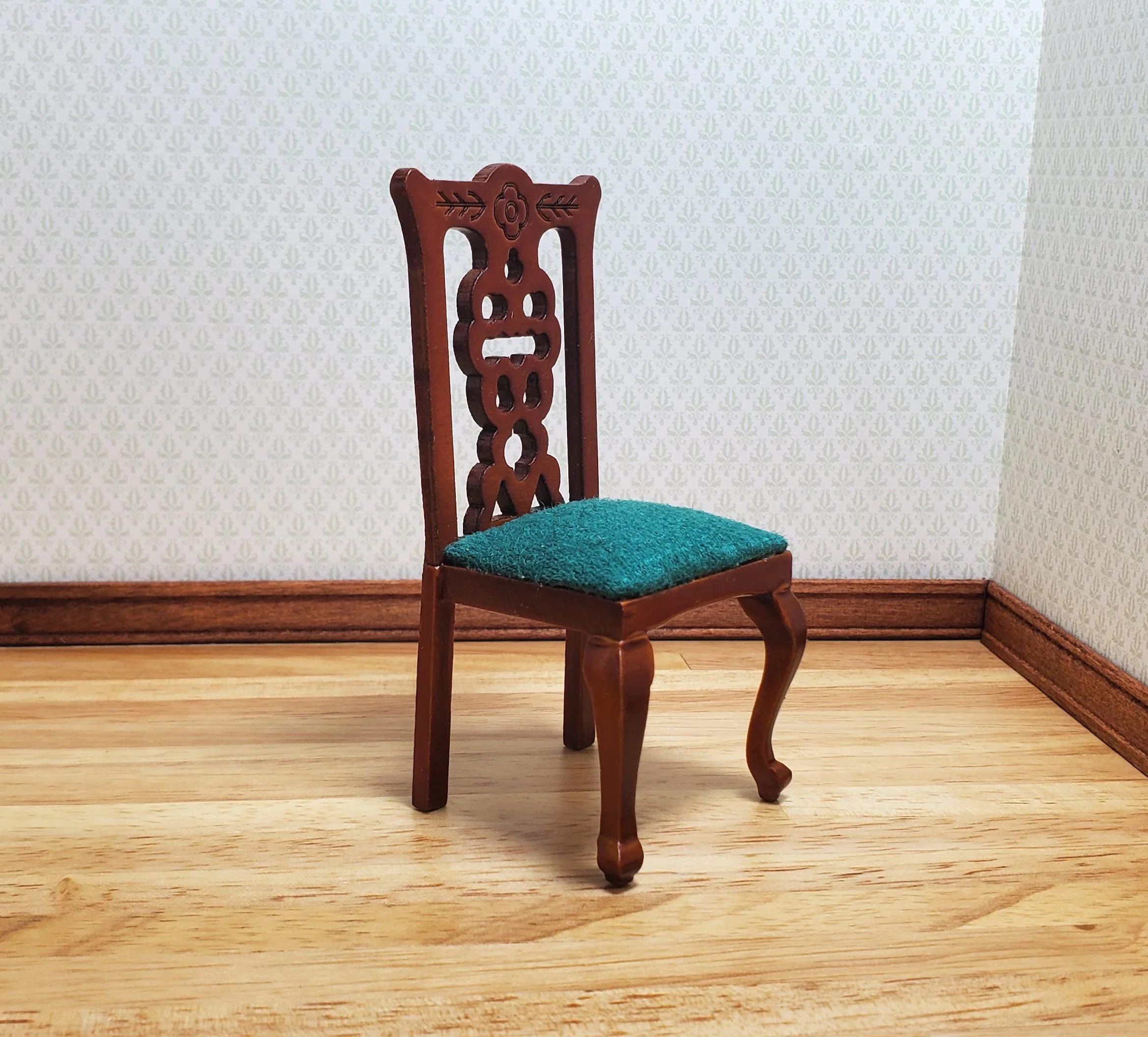 Dollhouse Dining Room Set Table Chairs Corner Hutch 1:12 Scale Miniature - Image 5