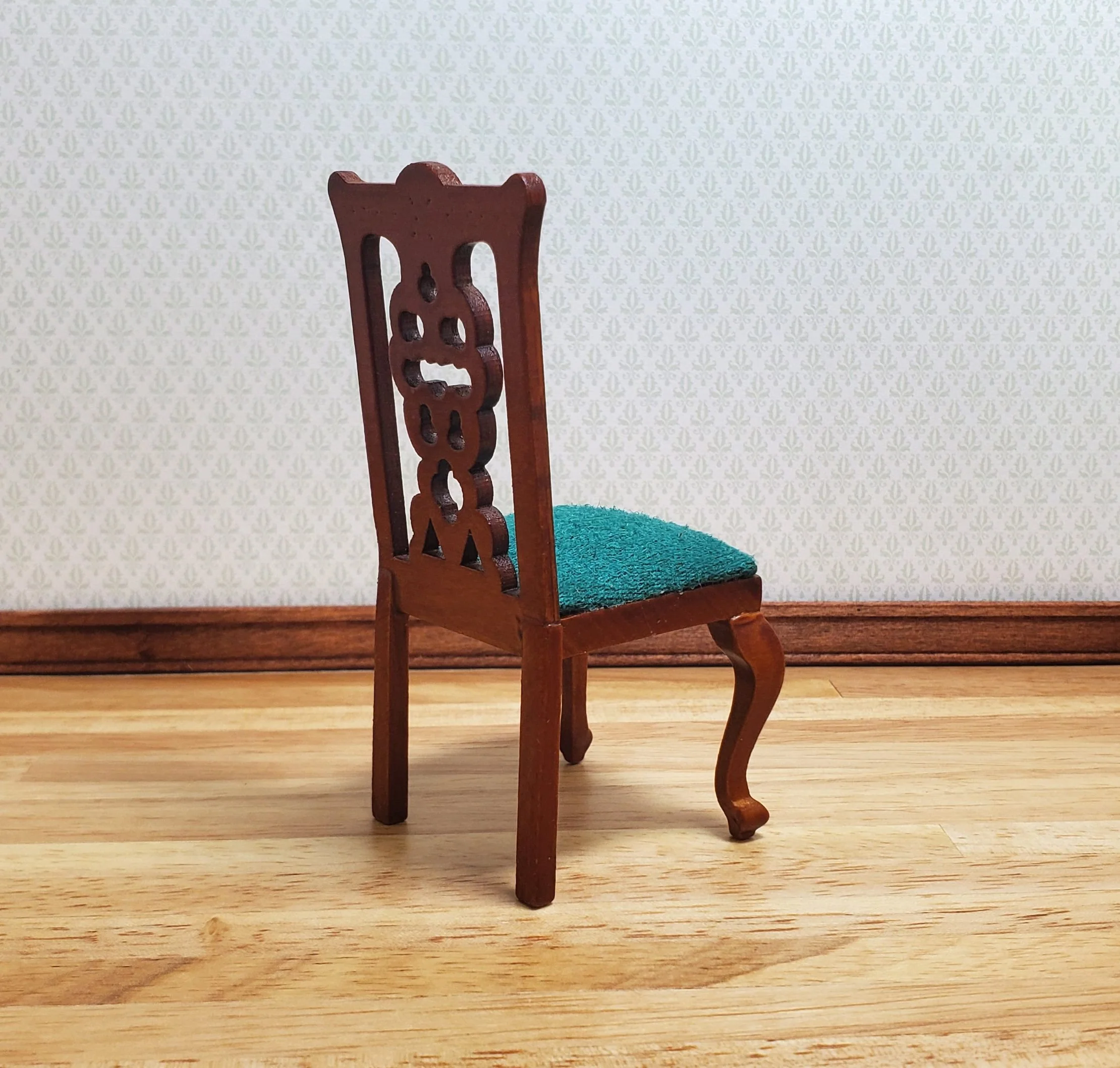 Dollhouse Dining Room Set Table Chairs Corner Hutch 1:12 Scale Miniature - Image 6