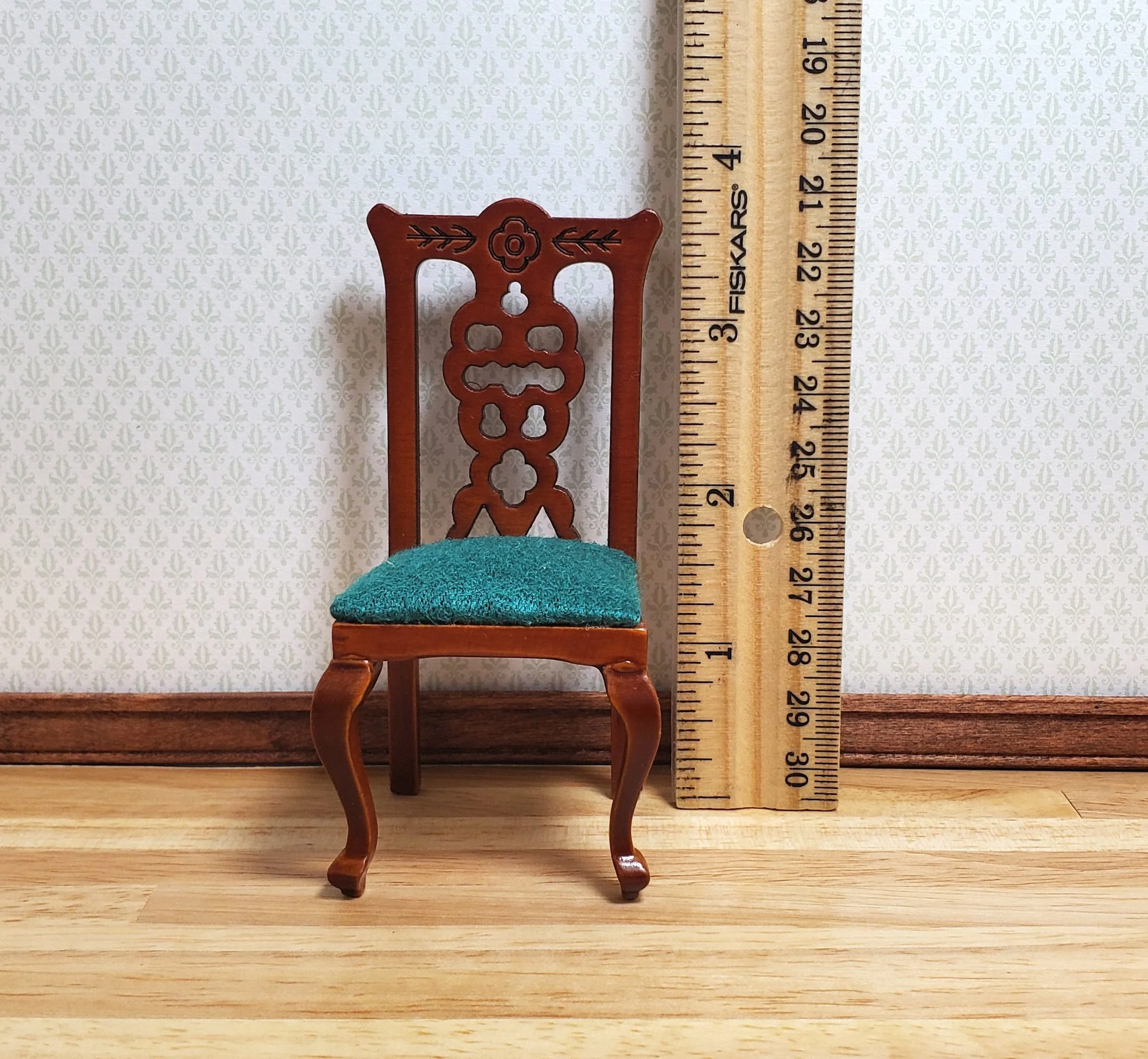 Dollhouse Dining Room Set Table Chairs Corner Hutch 1:12 Scale Miniature - Image 7