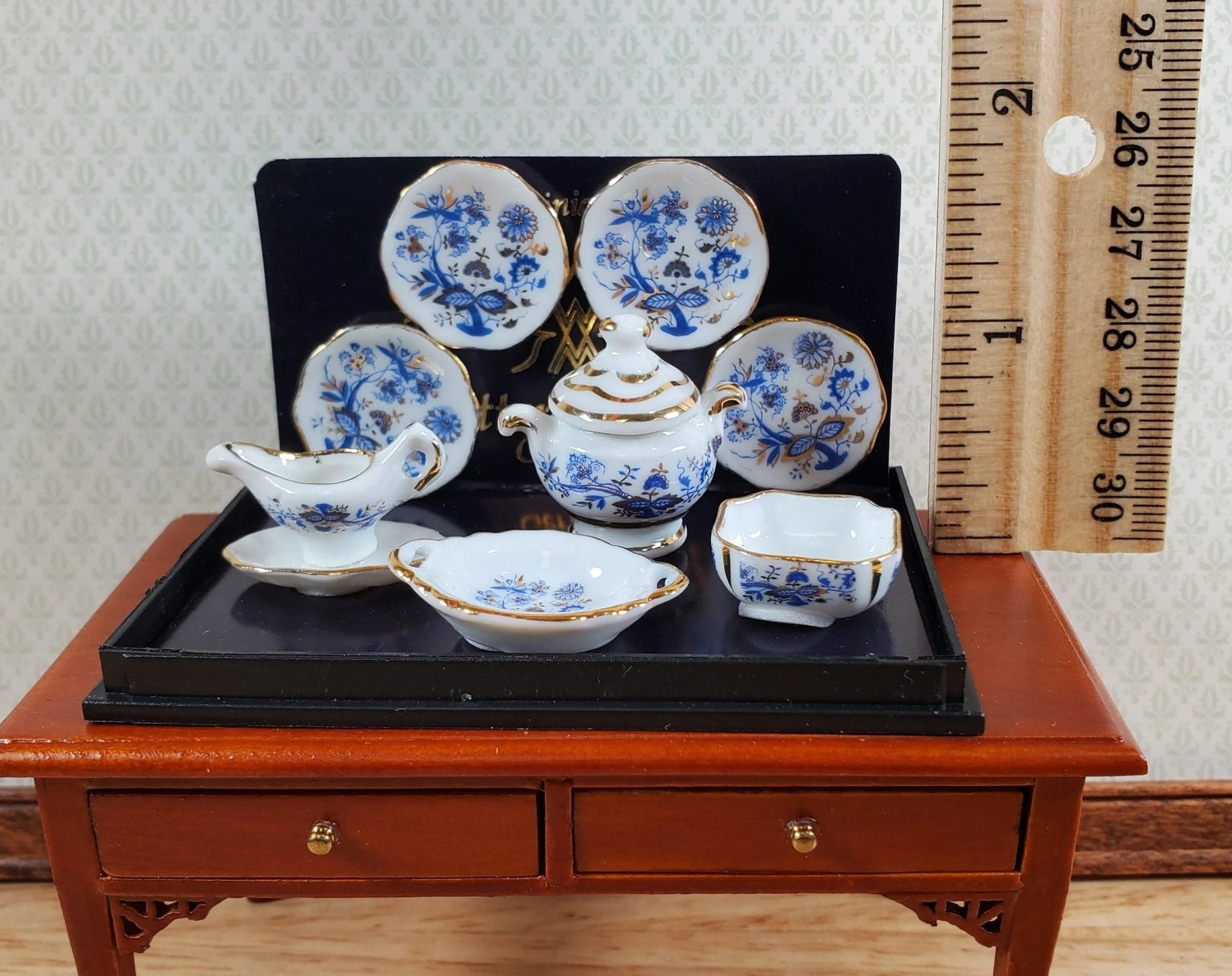 Dollhouse Dinner Set "Blue Onion" Reutter Porcelain 1:12 Scale Plates Bowls ++ - Image 4