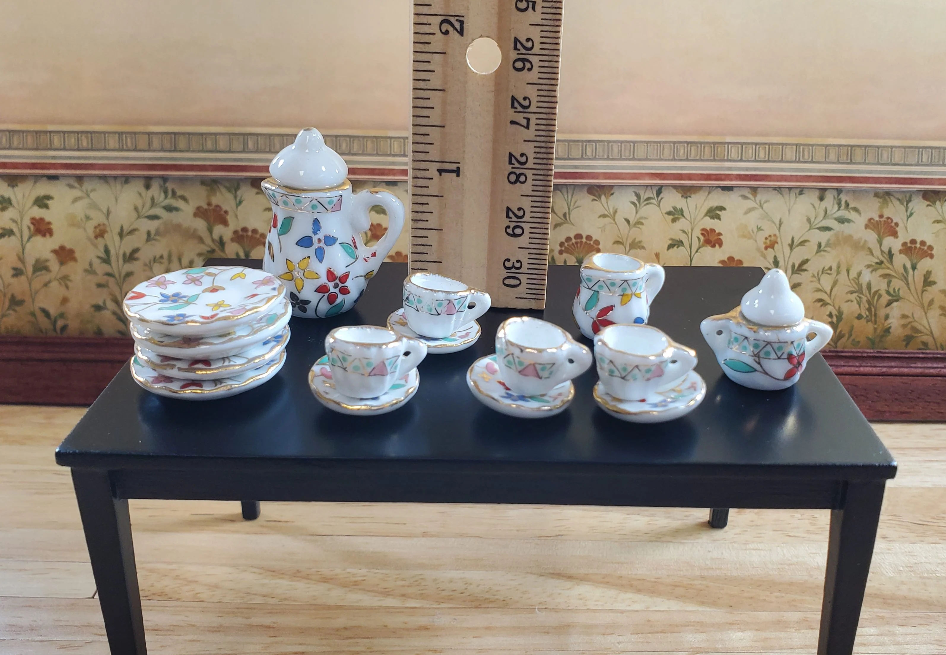 Dollhouse Dishes Plates Coffee Cup Spring Flowers Ceramic 1:12 Scale Miniature - Image 4