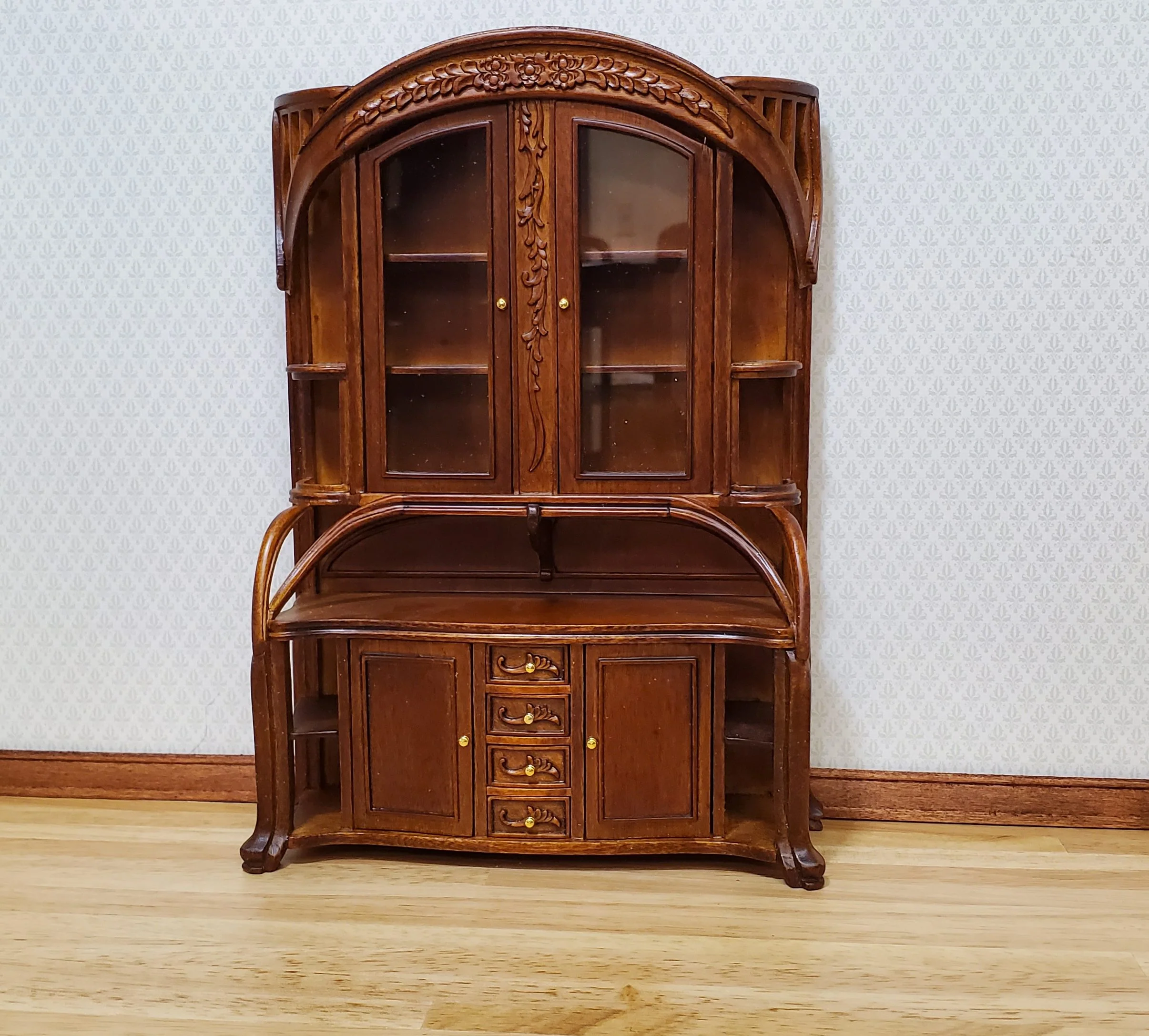Dollhouse Display Hutch Cabinet Art Nouveau Style 1:12 Scale JBM Furniture - Image 2
