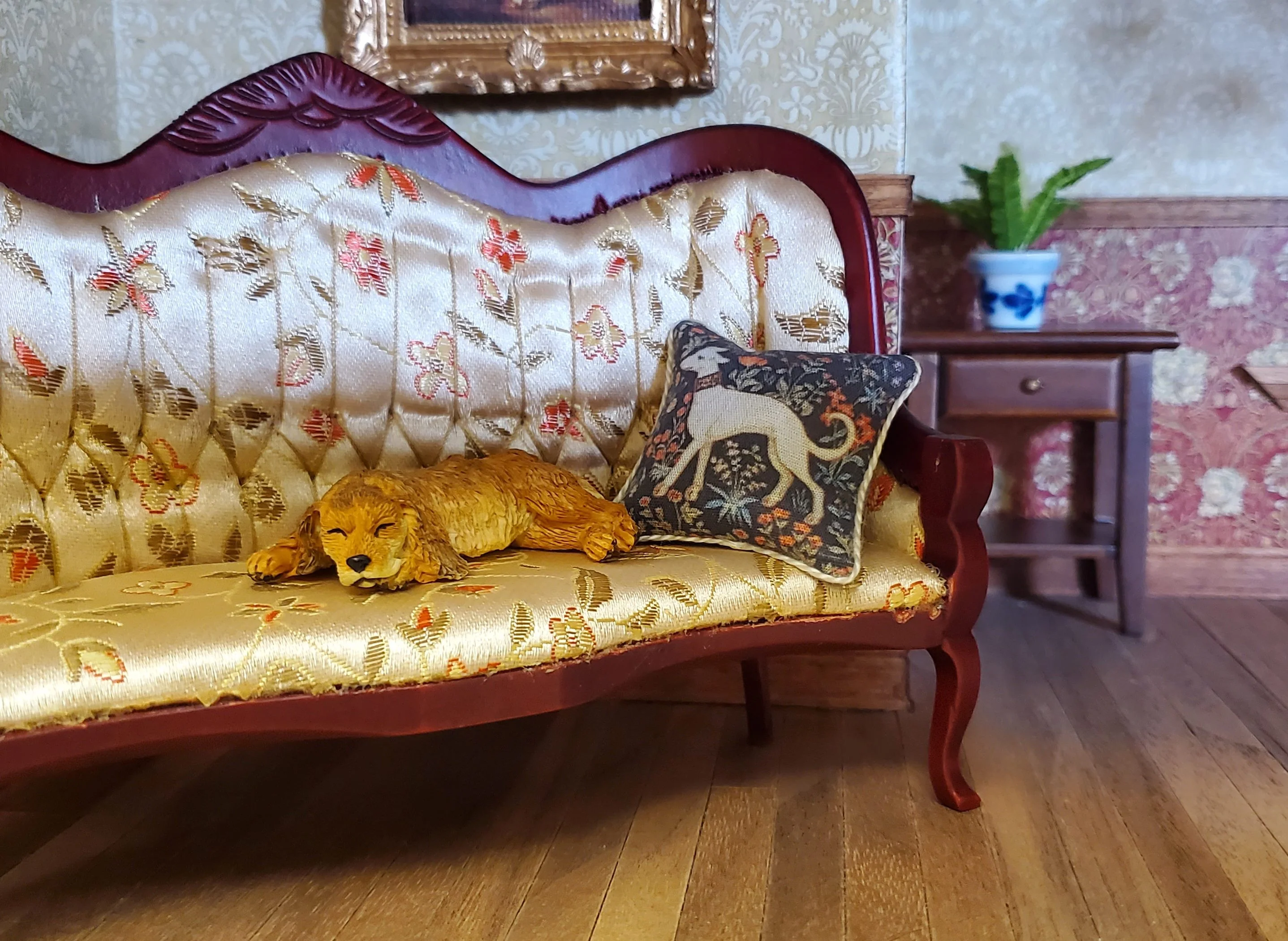 Dollhouse Dog English Cocker Spaniel Sleeping Brown 1:12 Scale Miniature Animal - Image 3