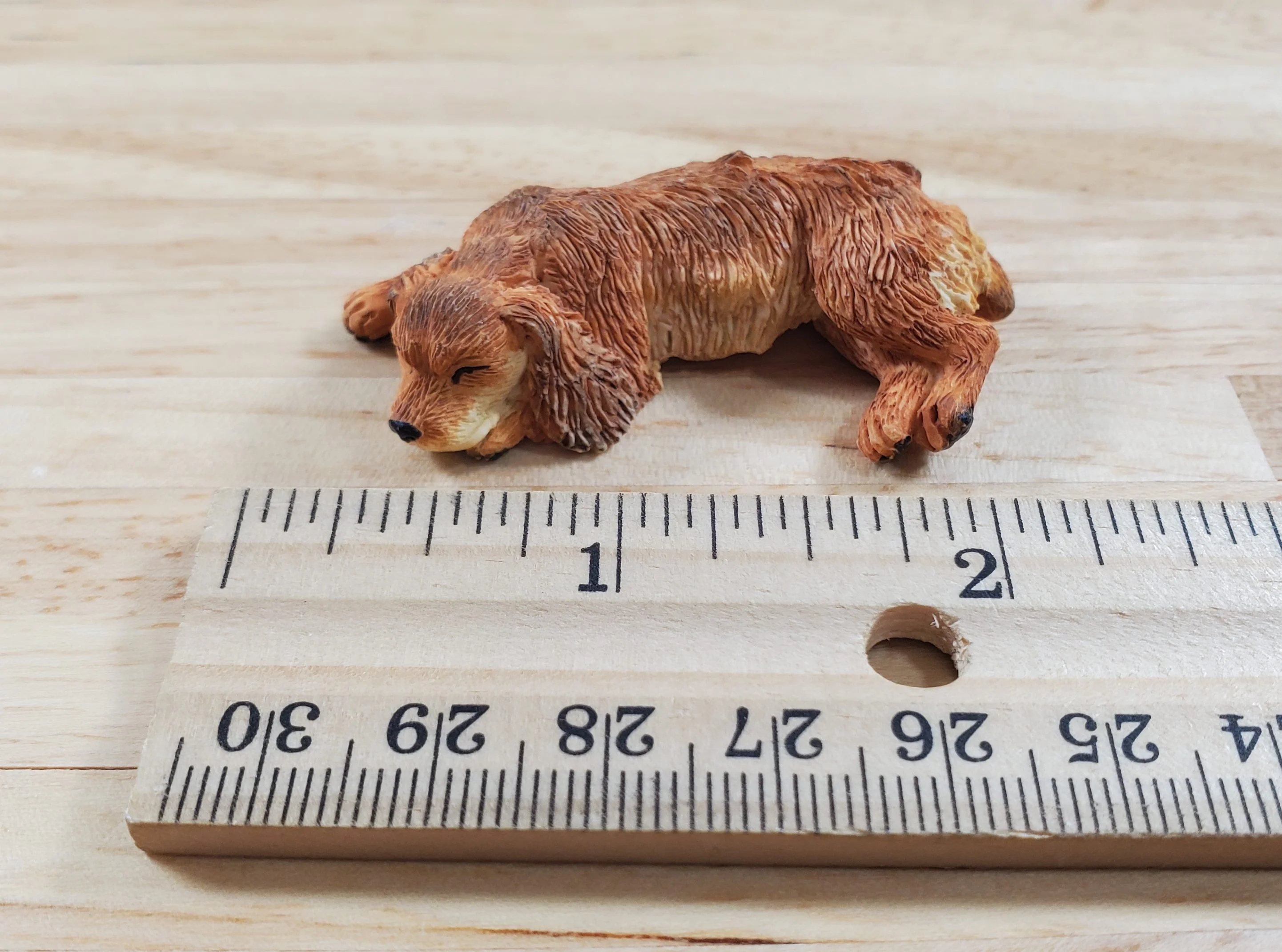Dollhouse Dog English Cocker Spaniel Sleeping Brown 1:12 Scale Miniature Animal - Image 4