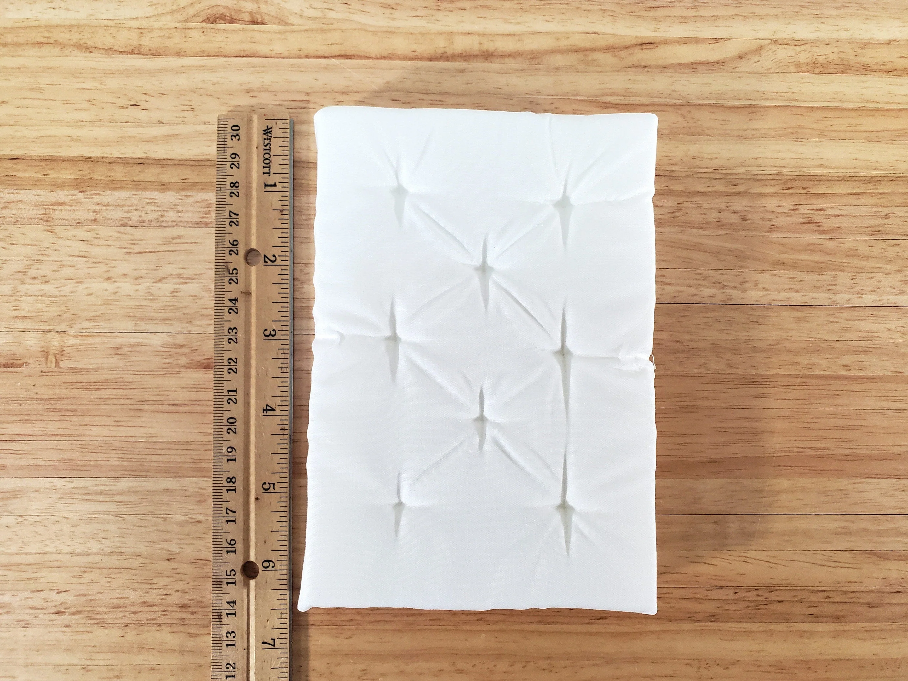 Dollhouse Doll Double Mattress White Tufted 1:12 Scale Miniature Bedroom 6 1/4" Long - Image 3