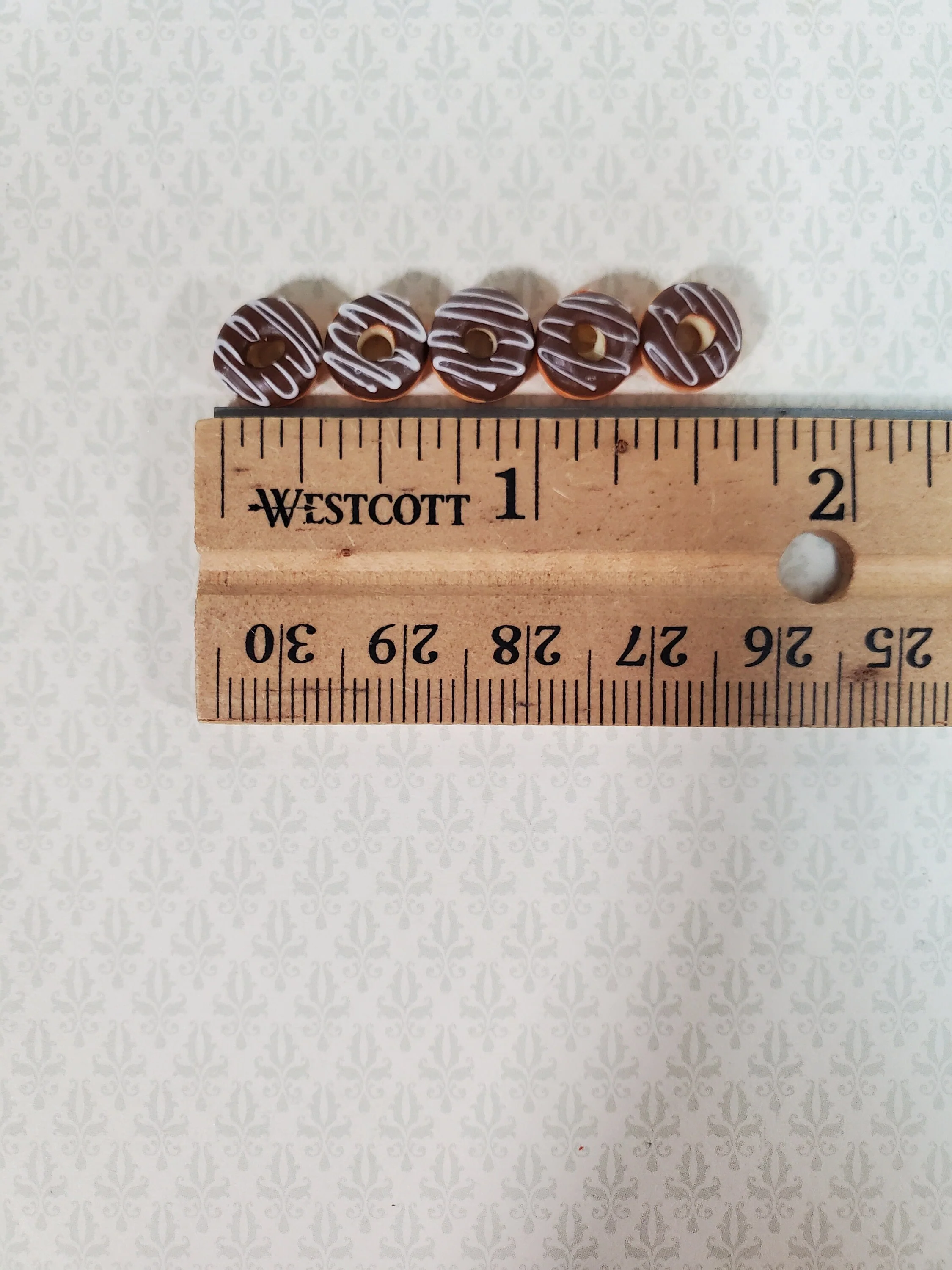 Dollhouse Donuts x5 Chocolate Frosted White Drizzle 1:12 Scale Miniature Food Dessert Bakery - Image 3