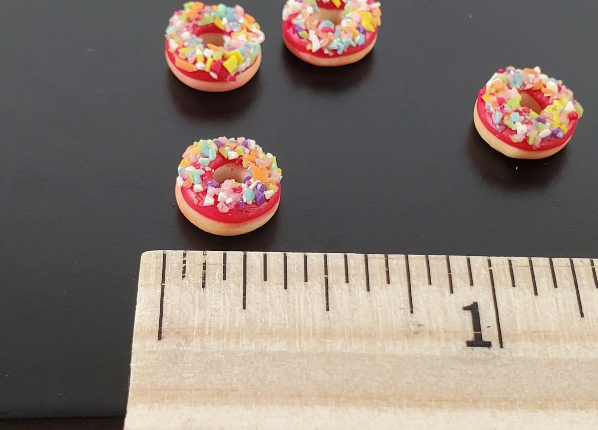 Dollhouse Donuts x5 Red with Sprinkles 1:12 Scale Miniature Food Dessert Bakery - Image 2