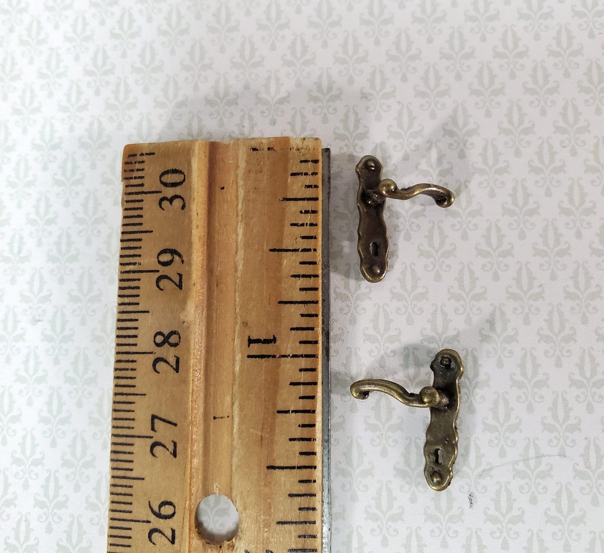 Dollhouse Door Handles Bronze x2 French Lever Style 1:12 Scale Miniatures S1518A - Image 3