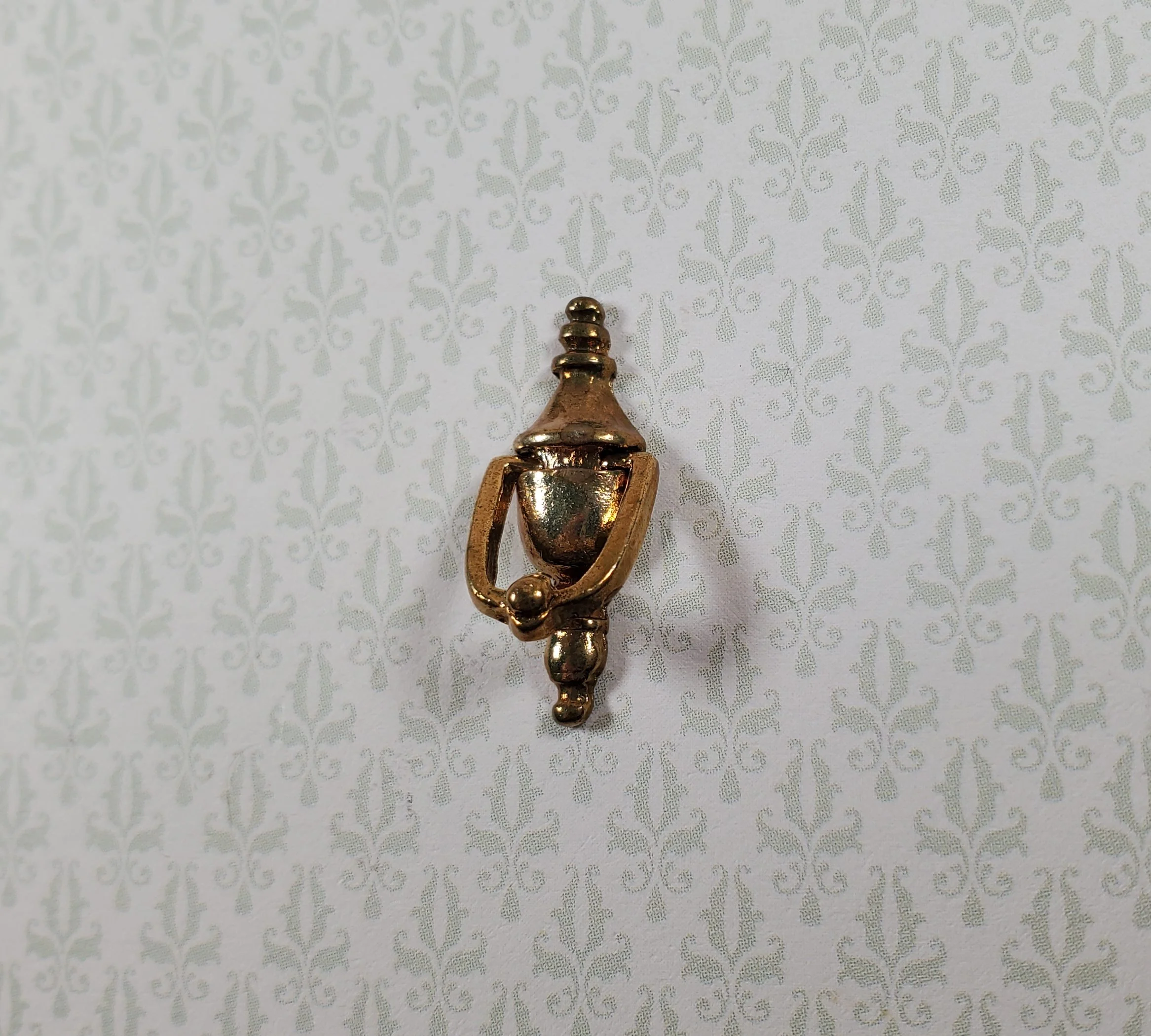 Dollhouse Door Knocker Movable Gold Brass Metal 1:12 Scale Miniature - Image 2