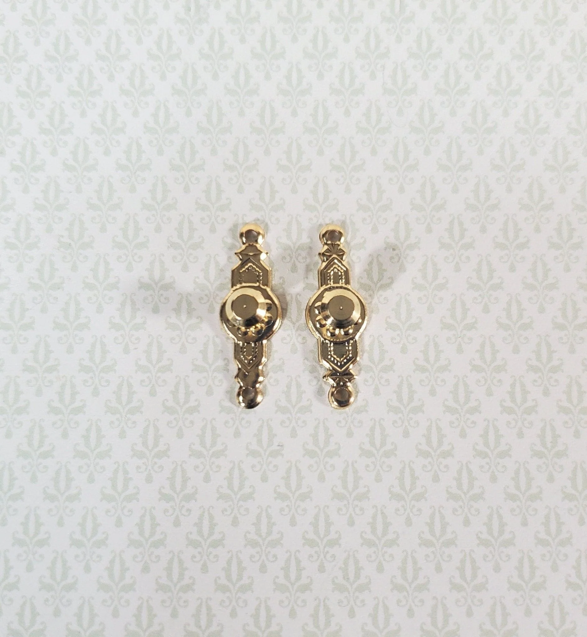 Dollhouse Doorknobs Handles Fancy Gold 1 Set 1:12 Scale Miniatures Houseworks 1105